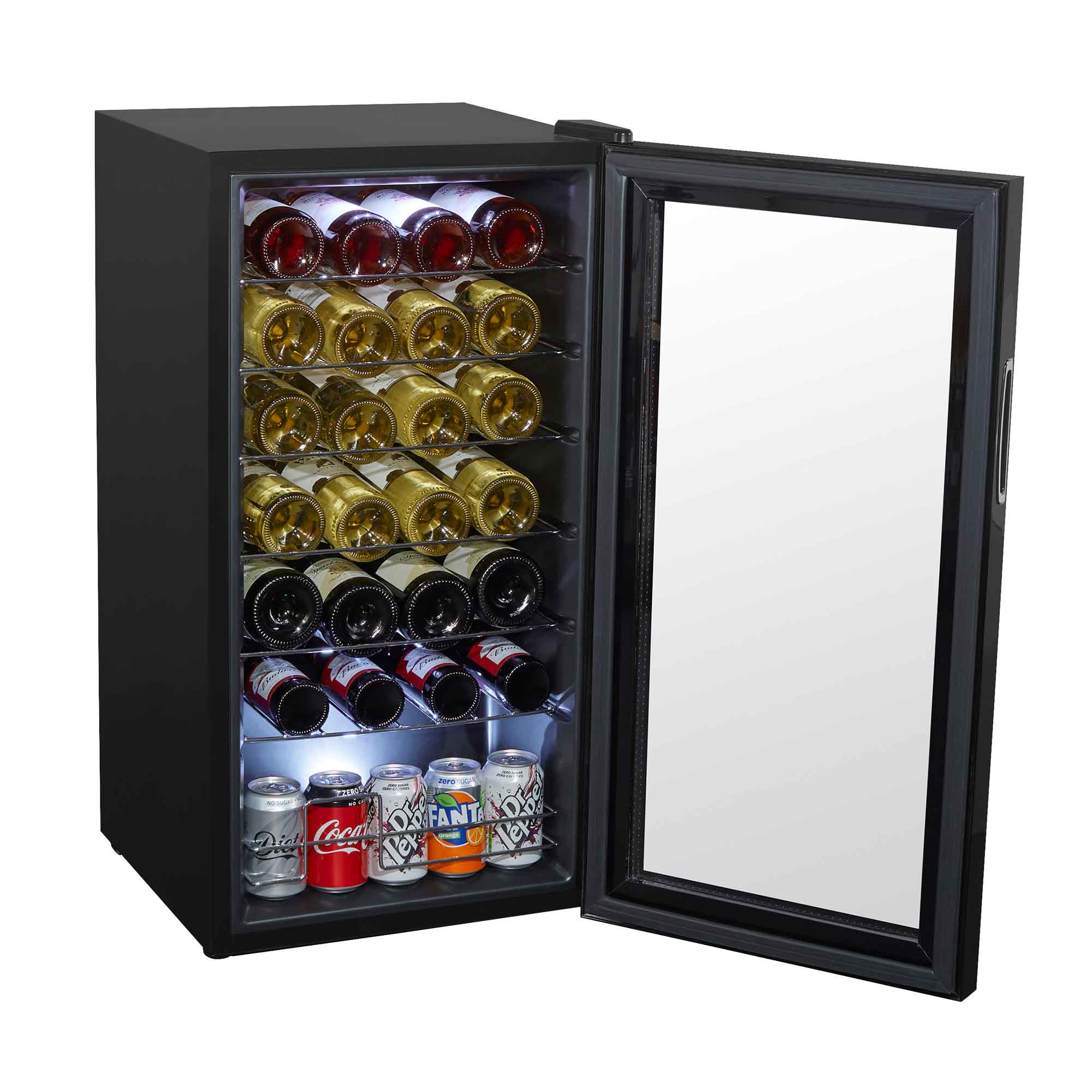 Baridi 28 Bottle Wine Cooler Refrigerator - Digital Touch Screen Control, LED Interior Lighting, Freestanding Black Wine Fridge for Home, Kitchen, Bar, or Restaurant Use