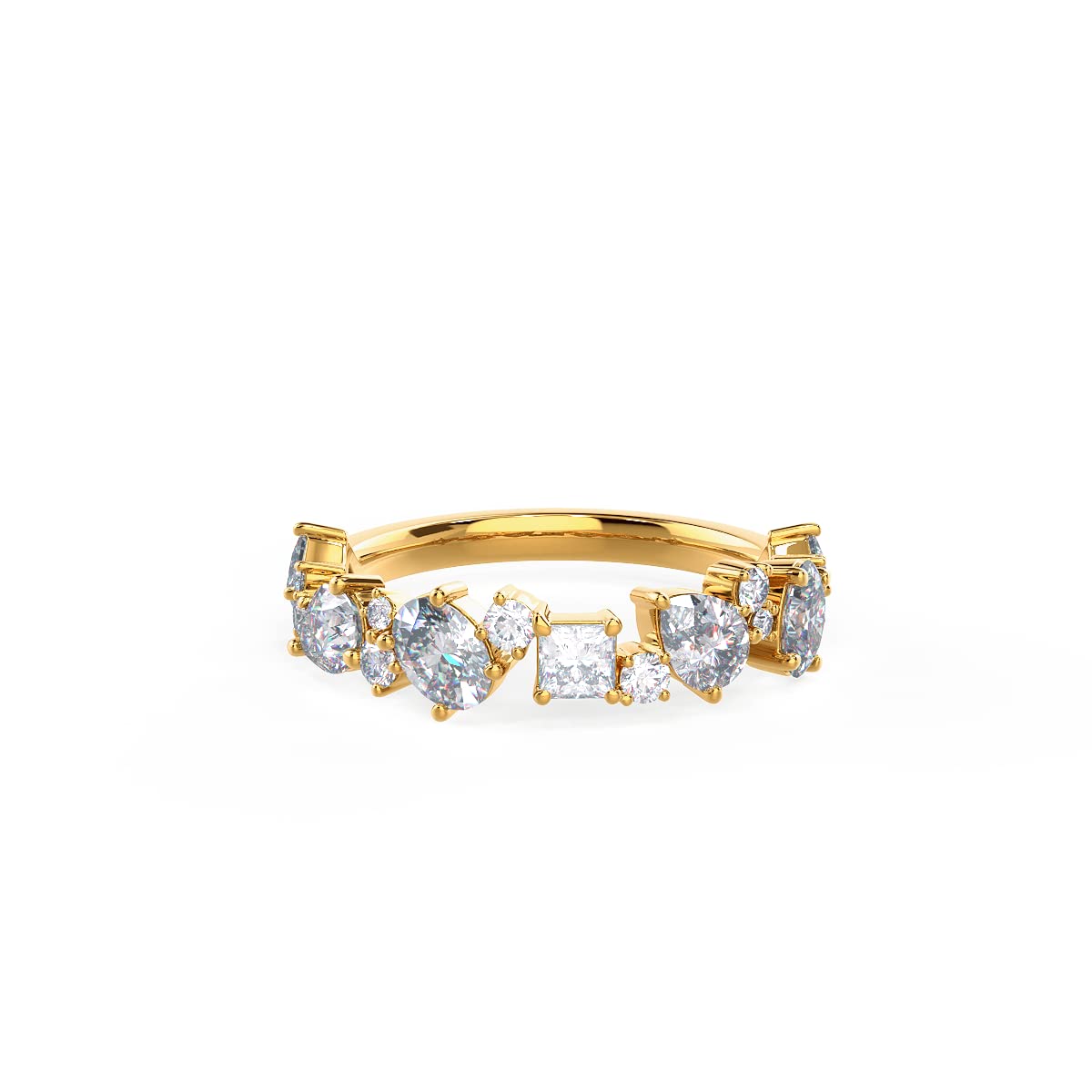1.50Ct Multi-Shape Moissanite Eternity Ring for Women - 14k White Gold Wedding, Anniversary & Promise Ring - Claw Set Classic Design - Perfect for Bridal, Engagement & Special Occasions