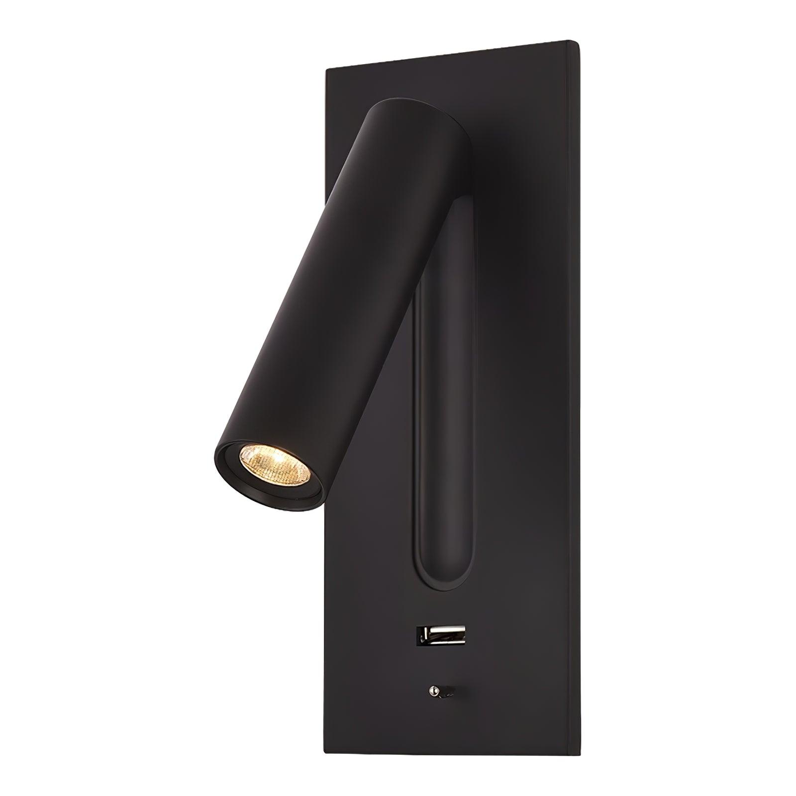 Black USB Wall Light with Touch Control - Bedside Night Light for Bedroom, Nursery, Hallway - Dimmable LED Lamp for Reading, Nighttime Safety, and Convenient Charging