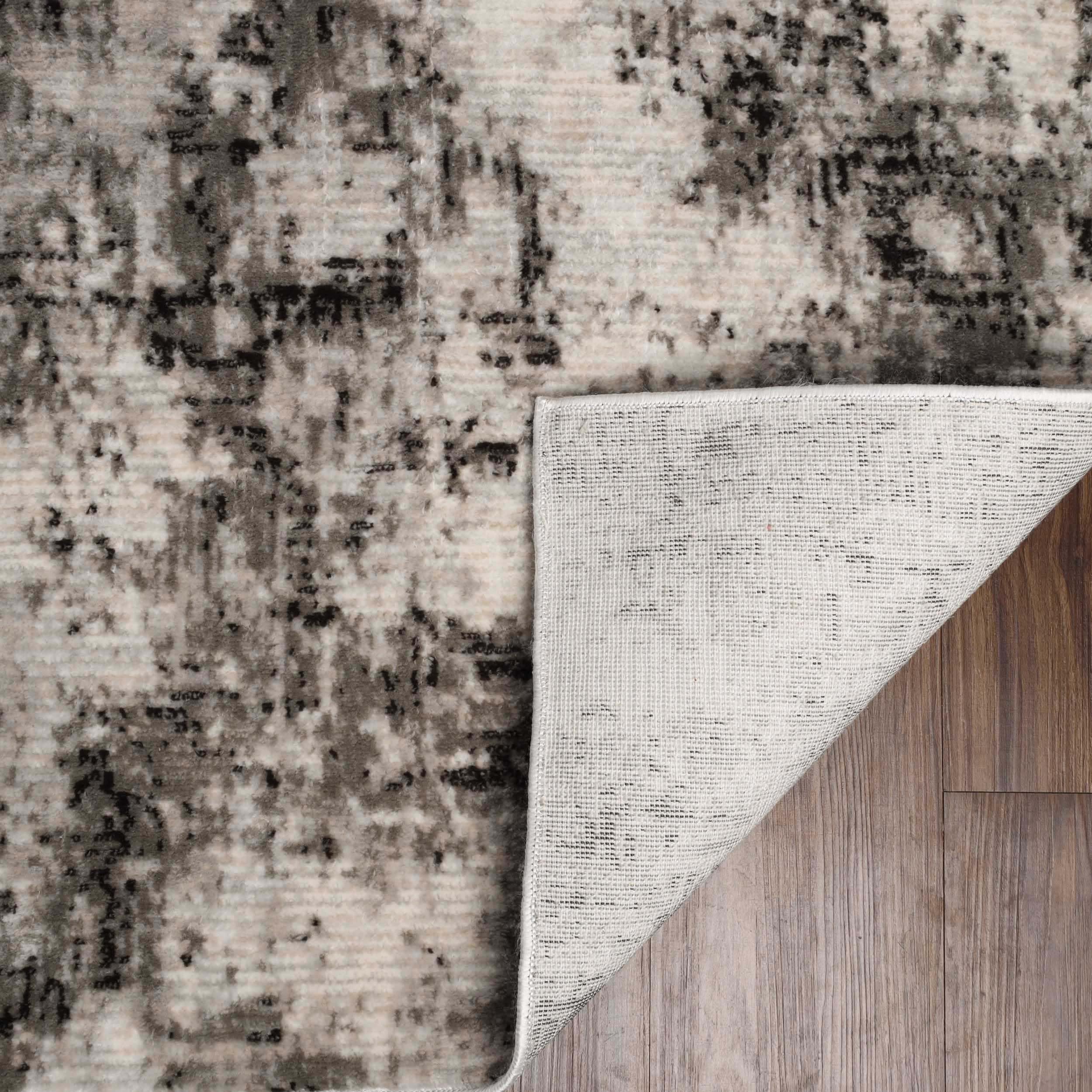 Premium Indoor Area Rug with Cotton Backing - Modern Abstract Distressed Design for Living Room, Bedroom, Office & Entryway - Euphemia Collection 3'x5' Charcoal - Perfect for Hardwood Floors, Kitchen, Dining & Home Decor