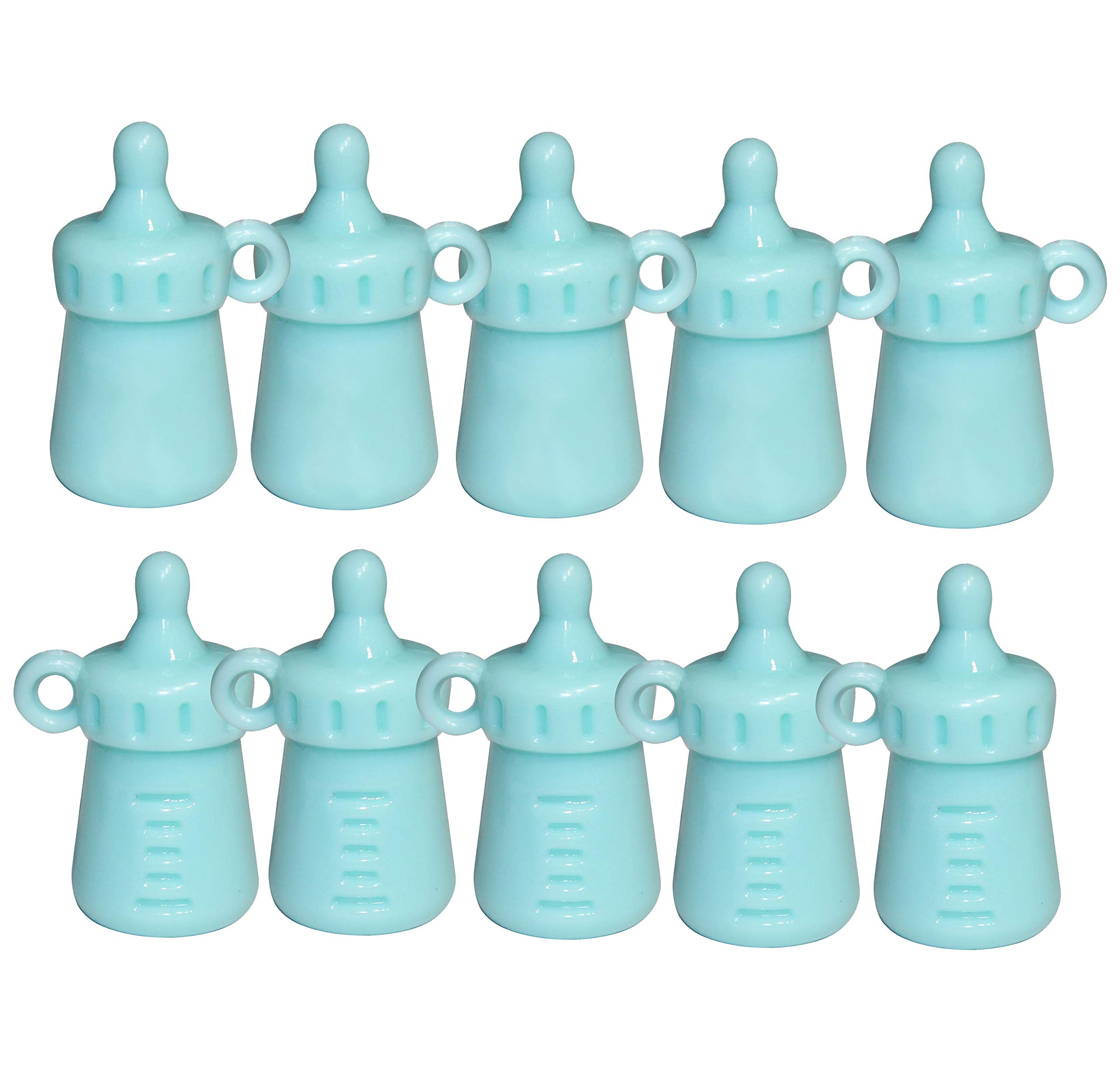 Lucore Mini Baby Milk Bottle Pendant Charms - 10 PC Set of Cute Miniature Bead Style Ornaments for DIY Jewelry Making, Craft Supplies & Keychain Accessories (Blue) - Perfect for Scrapbooking, Gift Decorations & Party Favors
