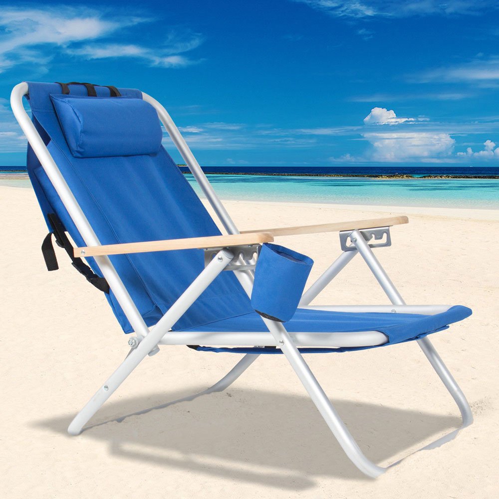 SSLine Portable Backpack Beach Chair - Lightweight Folding Camping Chair for Outdoor, Patio, Garden, Park & Poolside - 225lbs Capacity with Cup Holder | Perfect for Beach Vacations, Camping Trips, Picnics & Backyard Relaxation