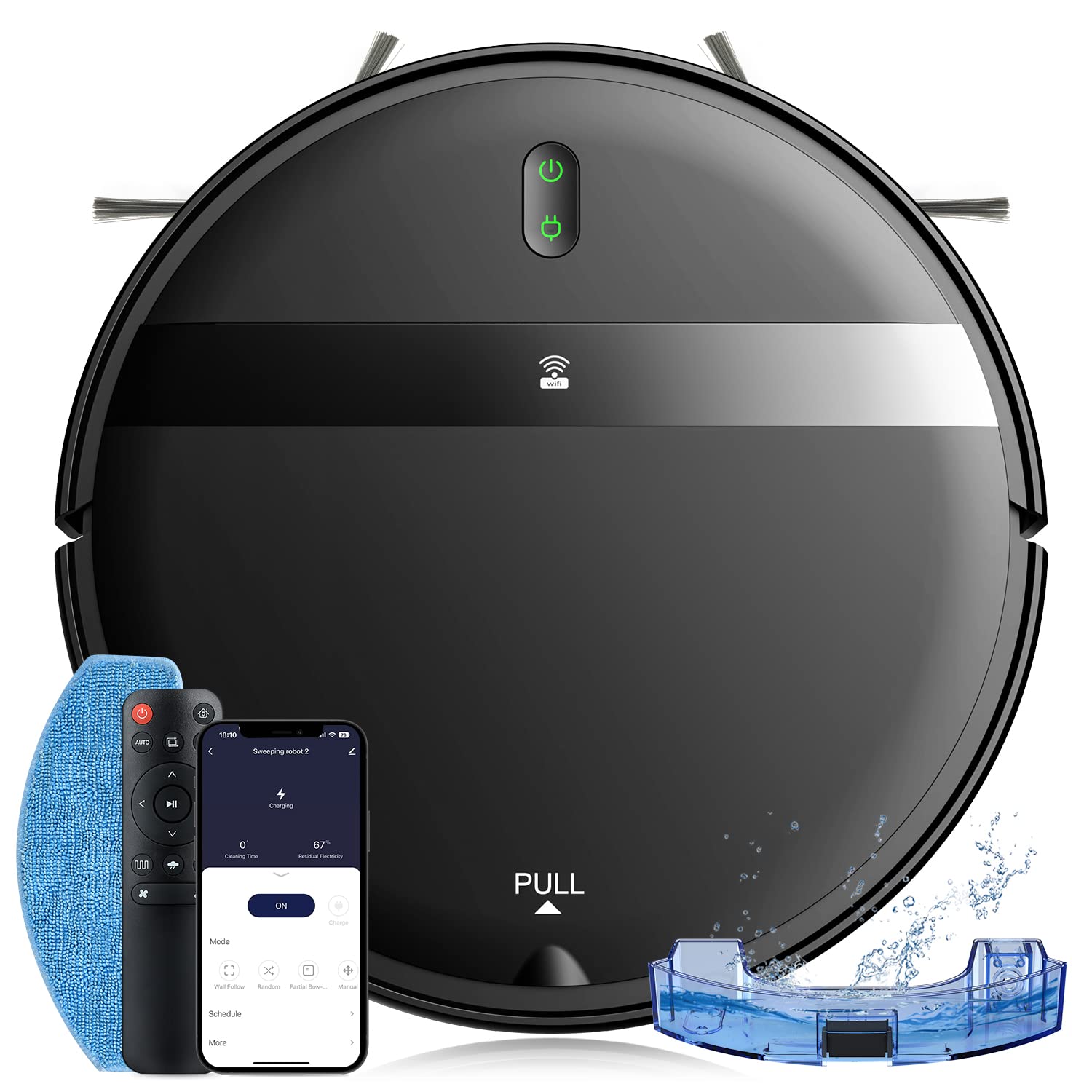 Smart Robot Vacuum and Mop Combo with WiFi/Alexa/App Control - Ultra-Slim Quiet Robotic Vacuum Cleaner for Pet Hair, Carpets & Hard Floors - Tangle-Free, Auto Recharge - Perfect for Home Cleaning with Pets and Multi-Surface Flooring