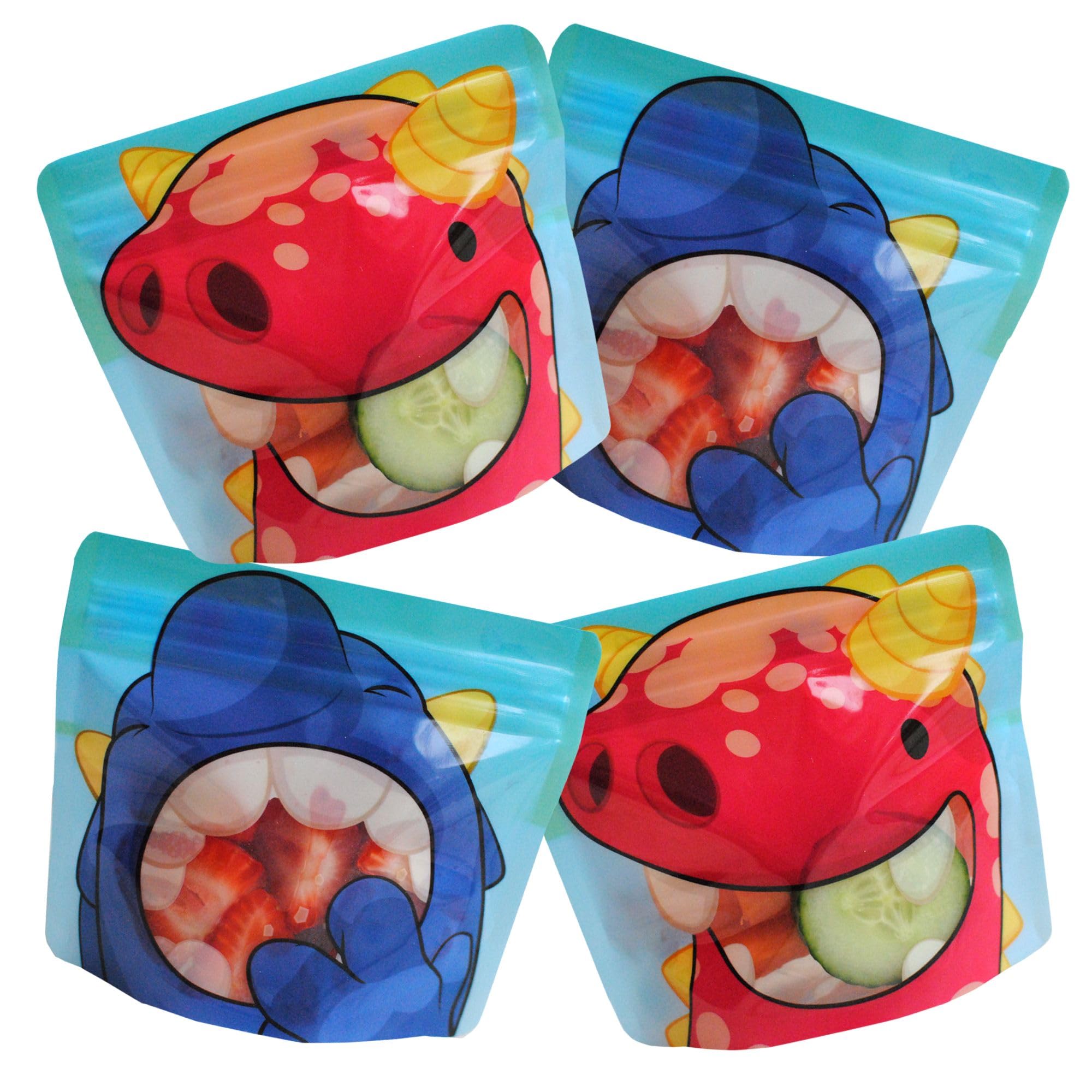 Nom Nom Kids Reusable Snack Bags Set of 10 - Eco-Friendly Cute Monster Design Food Storage Pouches for Toddler Snacks, Baby Led Weaning & School Lunches | Perfect for Picnics, Travel & On-the-Go Meals