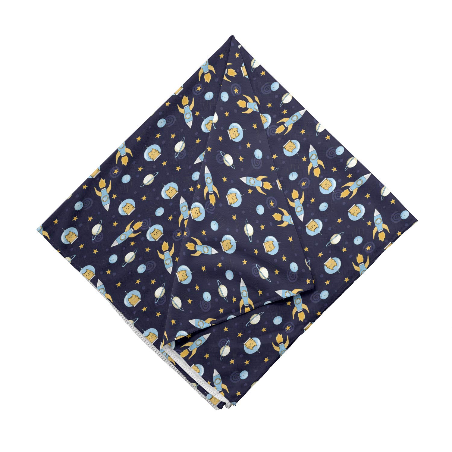 Ambesonne Space Bandana - Cat Flying to Outer Space Print, Unisex Head & Neck Scarf for Men & Women - Perfect for Outdoor Activities, Cosplay, and Fashion Accessories