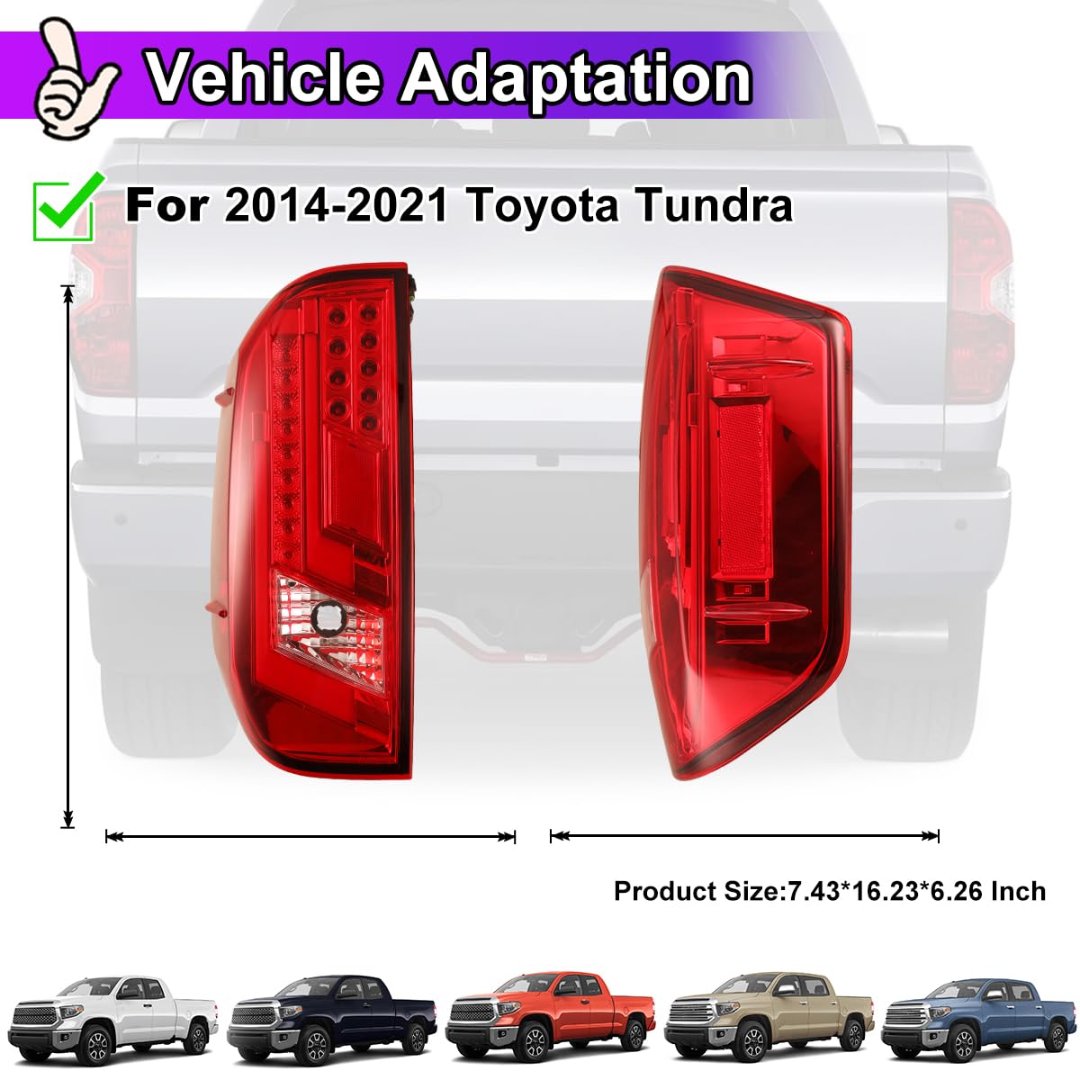 Nixon Offroad LED Tail Lights for Toyota Tundra 2014-2021 - Chrome Housing with Red Lens - Direct Replacement Rear Lamps Assembly (1 Pair) - Perfect for Off-Roading, Night Driving & Custom Truck Upgrades