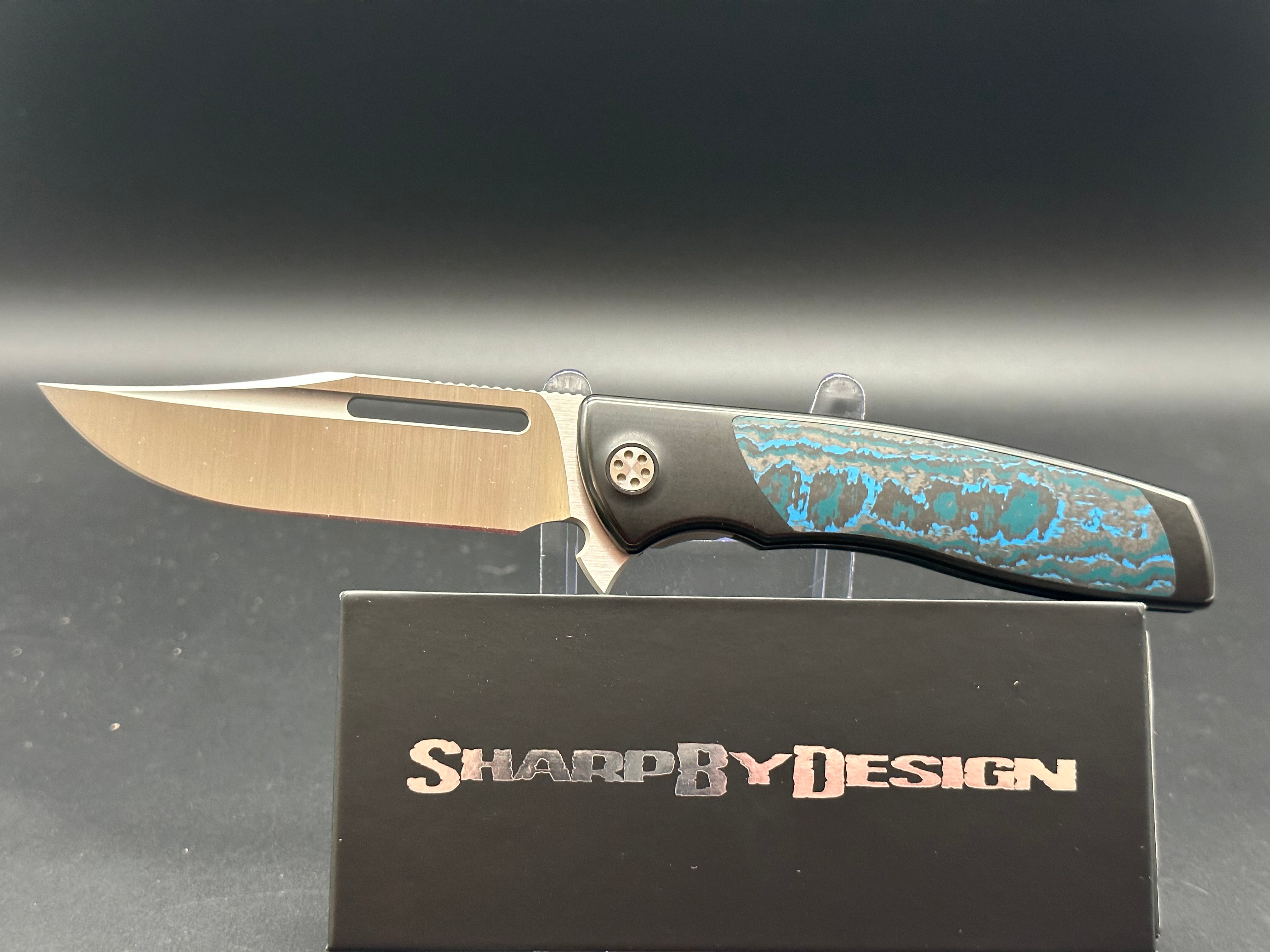 Sharp By Design Evo Typhoon Bowie Knife - Black PVD Coated with Arctic Frost Fat Carbon Inlay | Tactical Survival, Outdoor Camping & EDC Collection