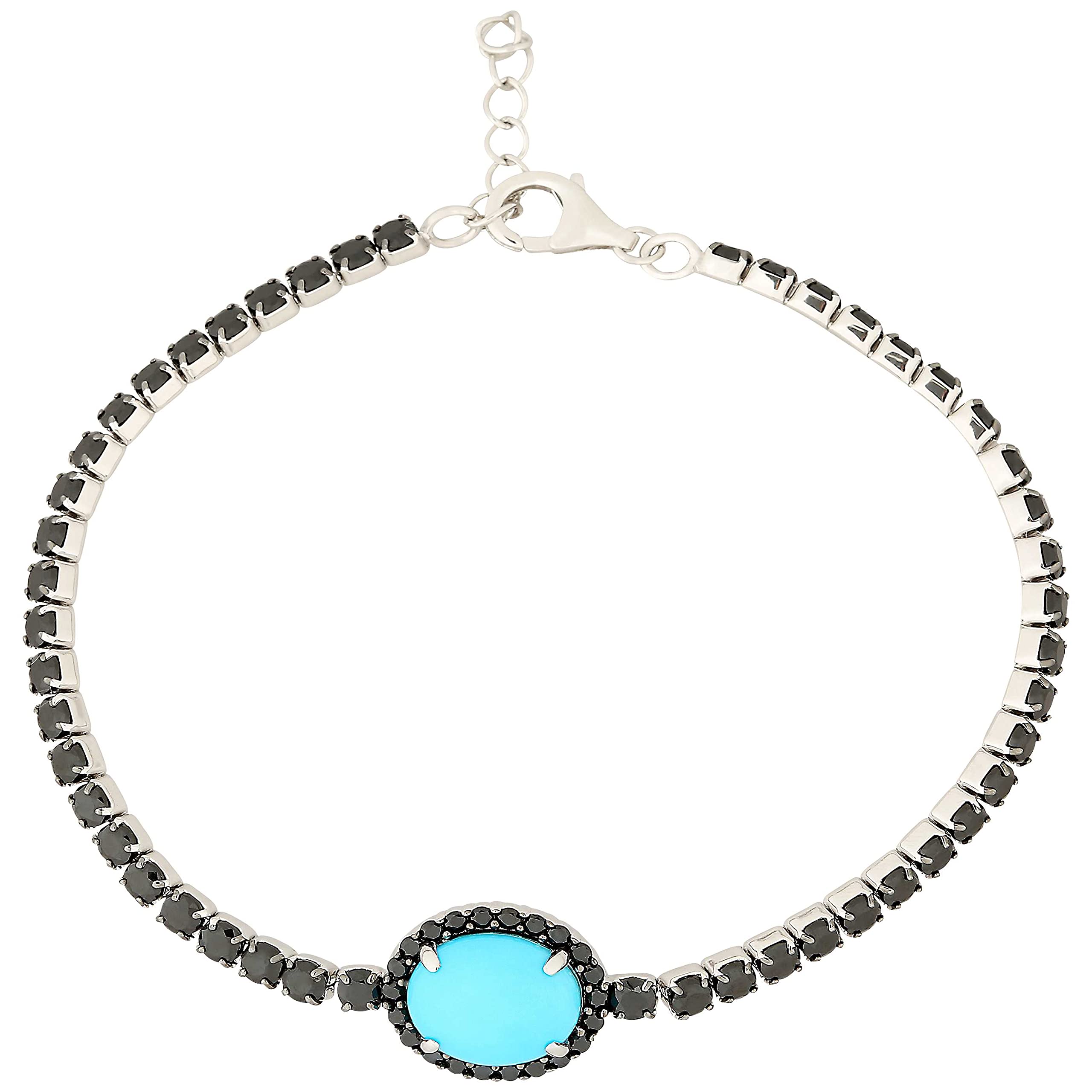 925 Sterling Silver Sleeping Beauty Turquoise Bracelet for Women - Handmade Boho Chic Jewelry Gift for Birthday, Wedding & Everyday Wear