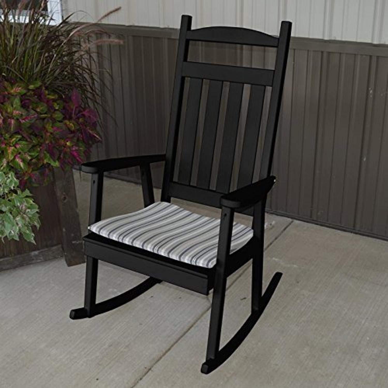A&L Furniture Yellow Pine Classic Porch Rocker Chair with Mushroom Stain - Comfortable Outdoor Rocking Chair for Patio, Deck, Garden & Front Porch Relaxation