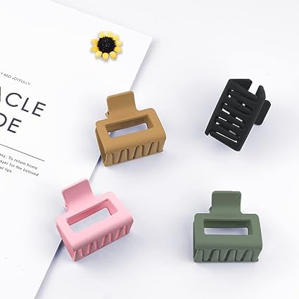 4PCS Matte Square Hair Claw Clips for Women & Girls - 2 Inch Medium Hair Clips for Thin to Thick Hair, Pastel Hair Accessories | Perfect for School, Work, Travel & Everyday Styling