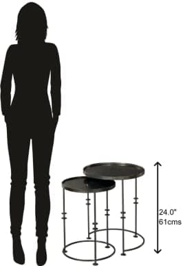 Hekman Modern Nesting End Tables - Set of 2 Round Top Coffee Tables with Slender Metal Legs & Black Nickel Finish for Living Room, Bedroom or Office Decor (28178)