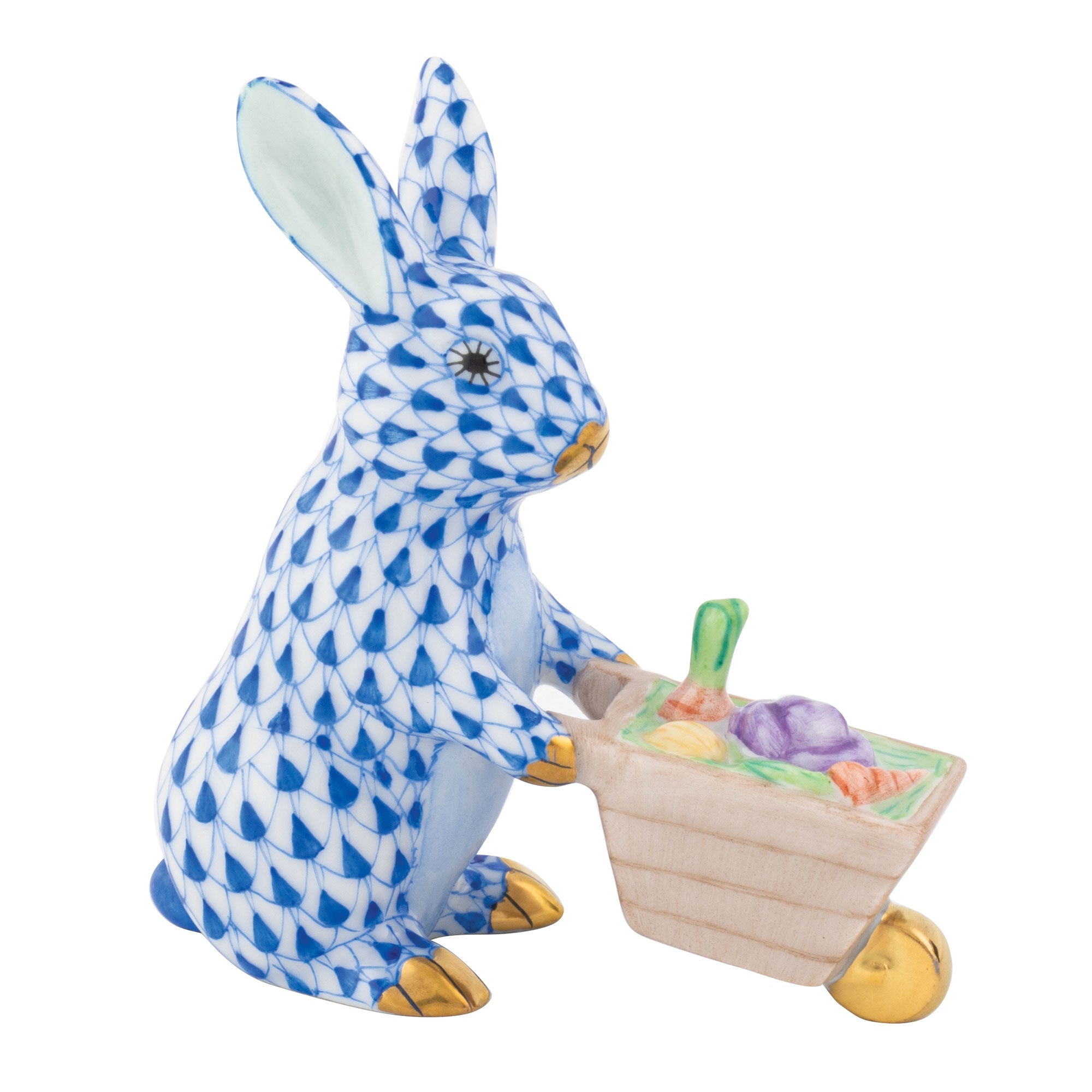 Blue Wheelbarrow Bunny - Adorable Garden Decor for Easter, Spring & Outdoor Decorations