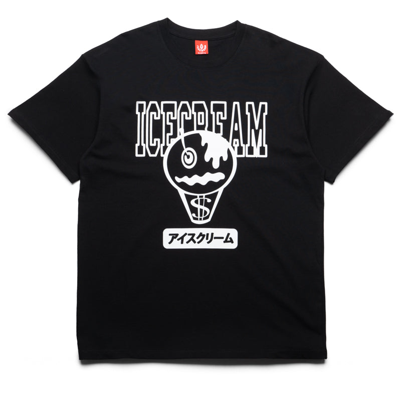 Black Ice Cream Splat Graphic T-Shirt - Fun Casual Wear for Summer Outings & Parties