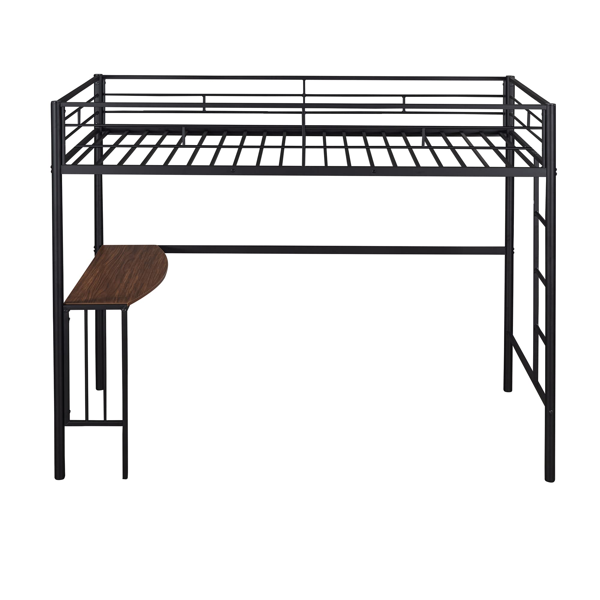 Harper & Bright Designs Twin Size Metal Loft Bed with Study Desk, Ladder & Safety Guardrails - Space Saving Bed for Kids, Teens & Adults - Perfect for Small Rooms, Dorms & Apartments (Black)