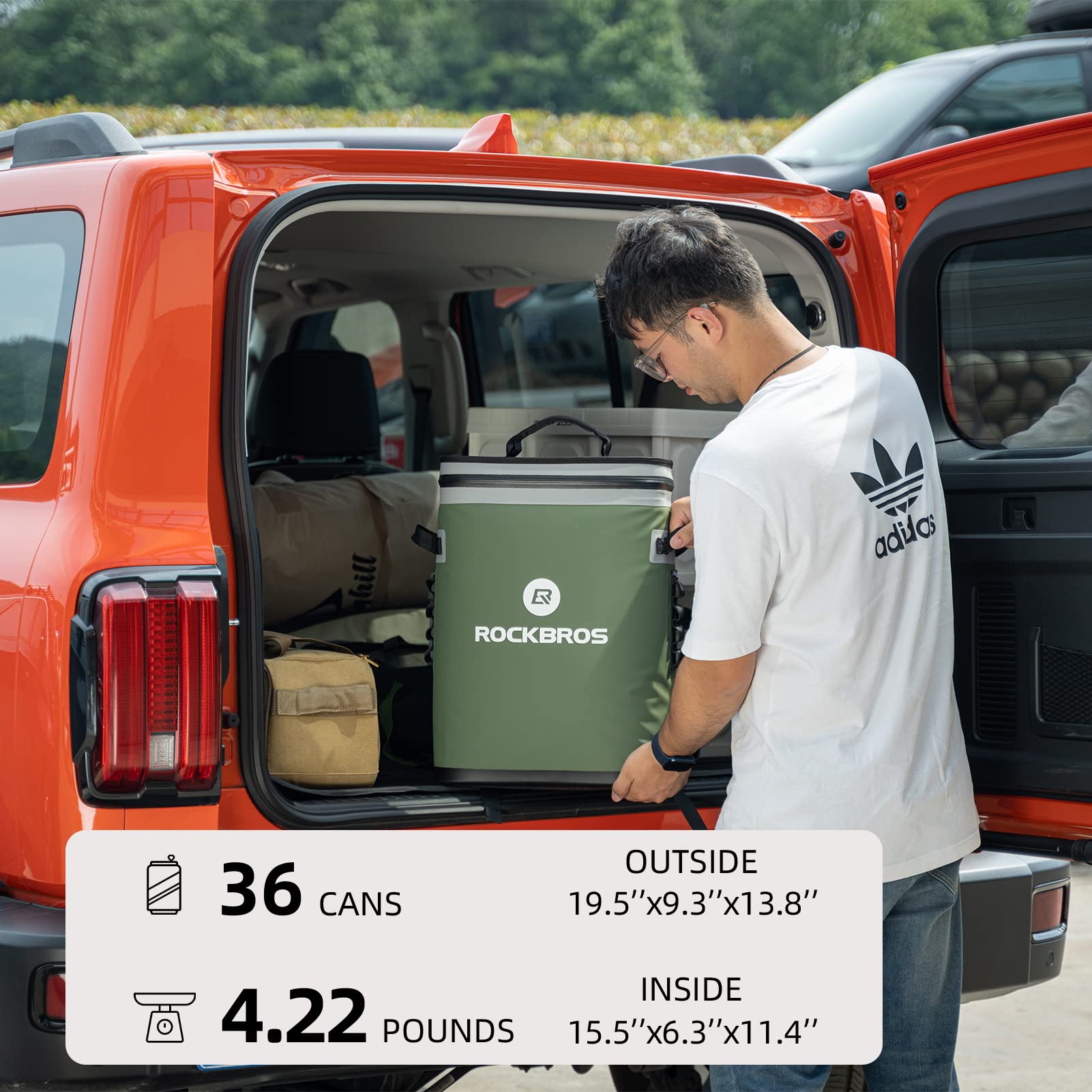ROCKBROS Leak-Proof Insulated Backpack Cooler - 36 Can Waterproof Soft-Sided Cooler Bag for Camping, Fishing, Picnics & Outdoor Adventures | Perfect for Beach Trips, Tailgating & Road Trips