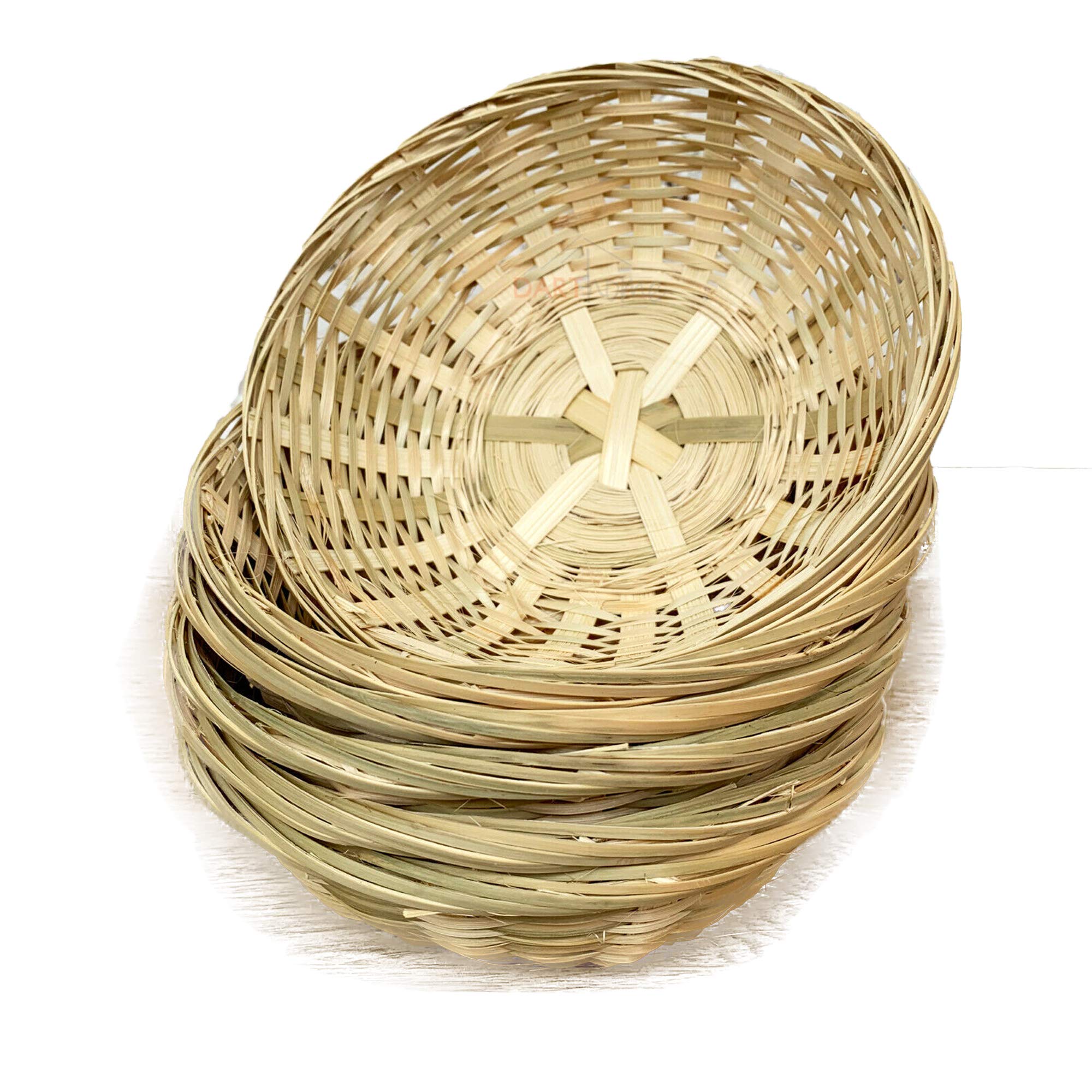 6-Pack Round Woven Bamboo Fruit Basket Set - 20cm Small Wicker Storage Containers for Snacks, Bread & Gifts | Perfect for Kitchen Organization, Picnic Serving, and Home Decor
