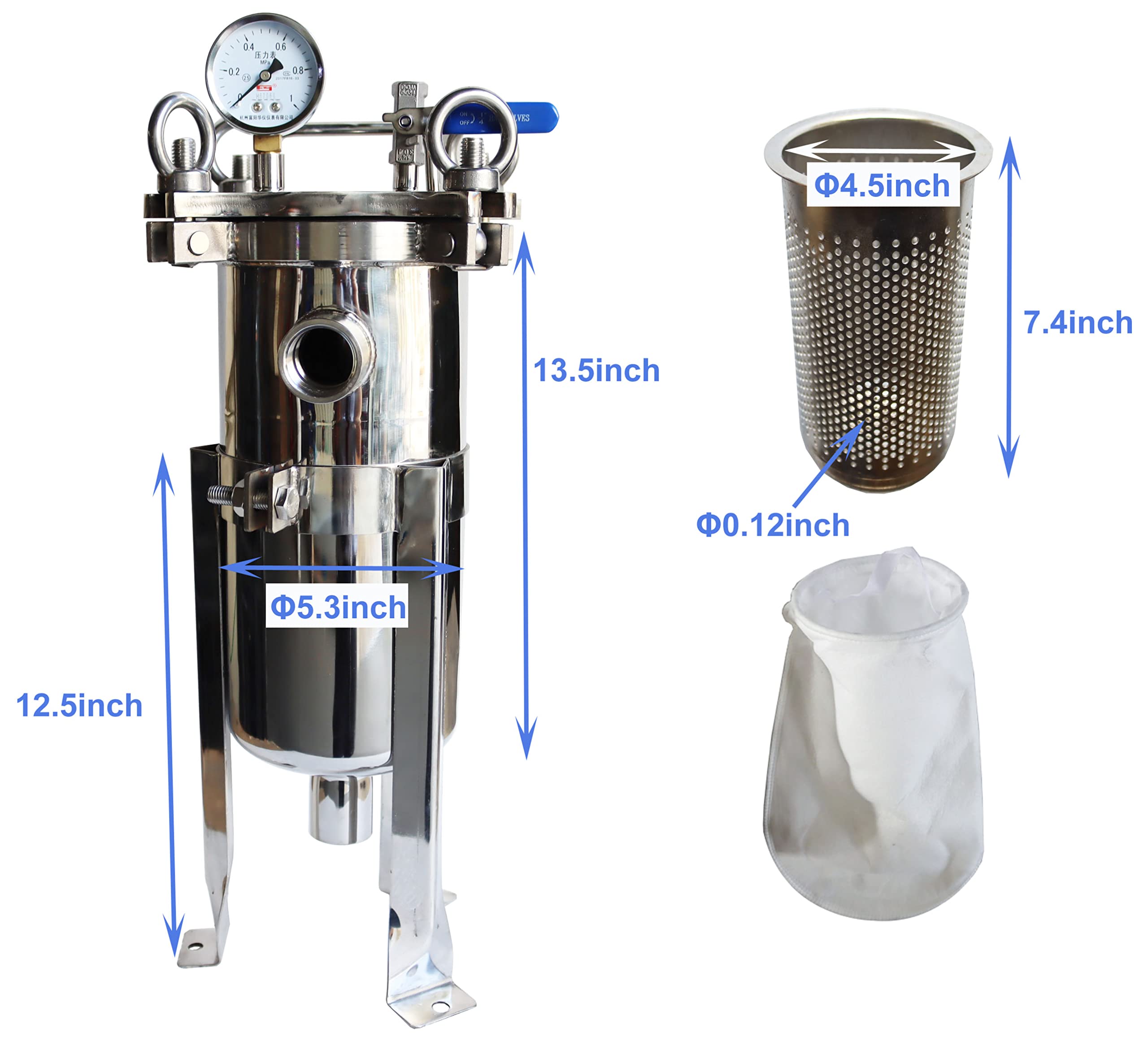 TECHTONGDA #3 Stainless Steel Water Filter Bag - 304 Grade 20 Micron for Solid-Liquid Separation | Water Treatment, Ink, Oil & Beverage Purification | Ideal for Home Brewing, Aquariums & Industrial Filtration