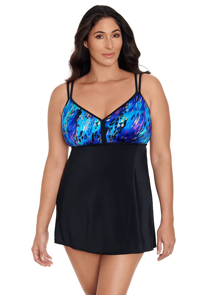Longitude Women's One Piece Swimdress - Soft Cup Flyaway Swimwear for Women, Perfect for Beach Vacation, Pool Party & Summer Water Activities