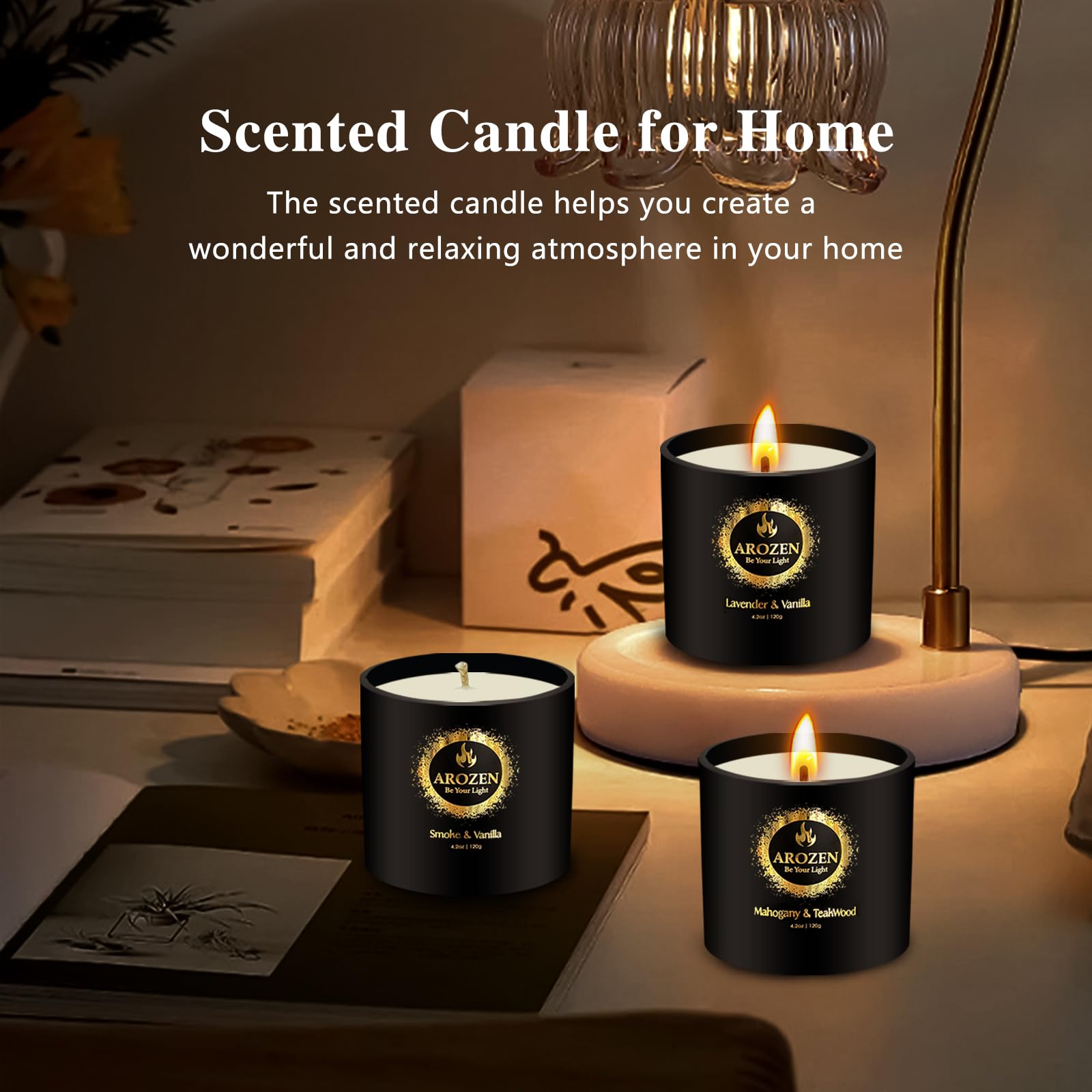 Premium Scented Soy Candles Gift Set for Men - 3 Pack with Lavender, Mahogany Teakwood & Smoke Vanilla Fragrances | Aromatherapy Home Decor, Romantic Gifts for Boyfriend, Husband & Father | Perfect for Relaxation, Meditation & Creating Cozy Atmosphere