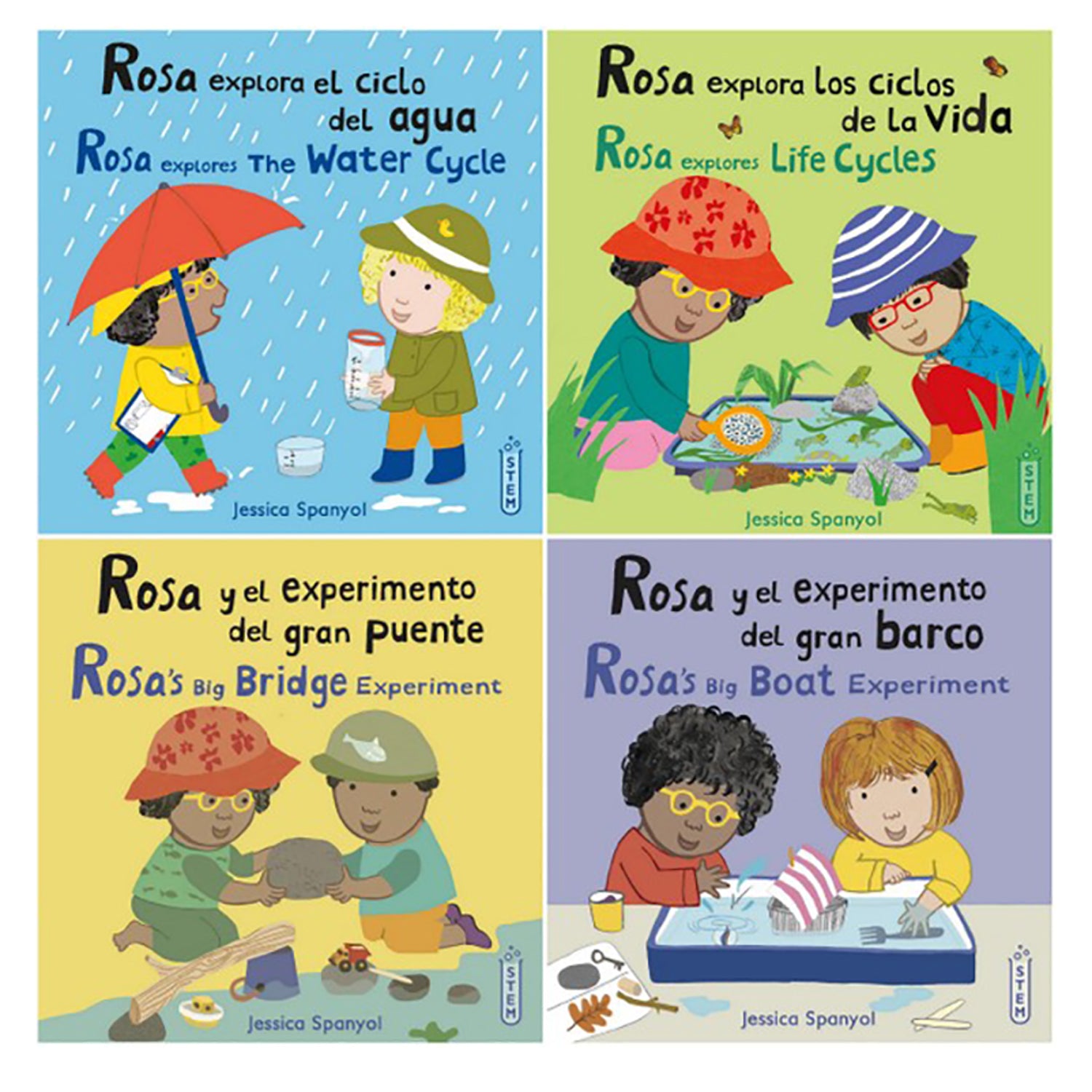 Rosa's Workshop Bilingual STEM 8 Book Set for Kids - Educational Science & Engineering Books in English/Spanish - Perfect for Homeschooling & Classroom Learning