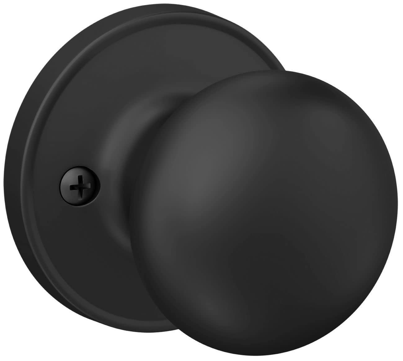SCHLAGE J10STR622 J10-STR Stratus Passage Door Knob Set with Round Rose - Premium Interior Door Hardware for Homes & Offices - Perfect for Bedrooms, Bathrooms & Closets