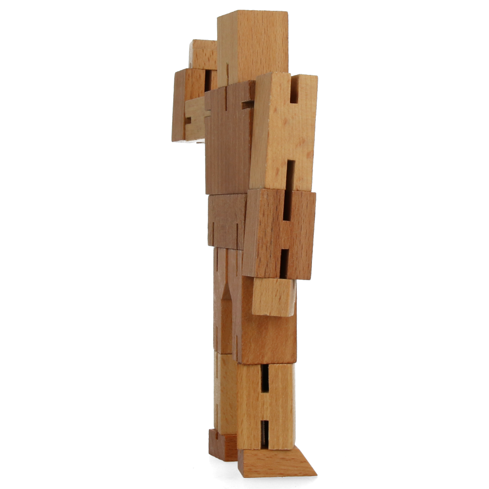 Cubebot Small Natural Wooden Puzzle Toy - Fun Brain Teaser for Kids & Adults, Perfect for Home, Office & Travel