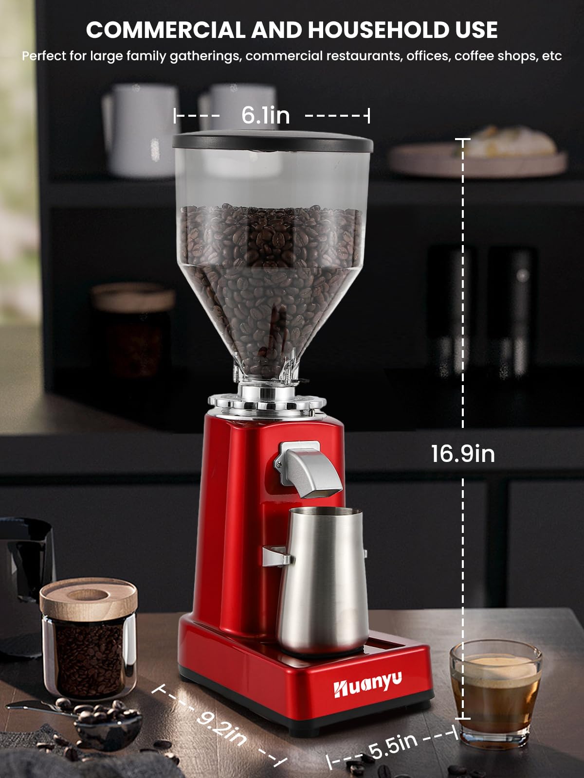Premium Electric Coffee Grinder with Adjustable Flat Burr - 19 Precise Grind Settings for Espresso, French Press & More | 35oz (36 Cups) Capacity | Automatic Point-Action Bean Grinding Machine | Perfect for Home Baristas & Coffee Enthusiasts