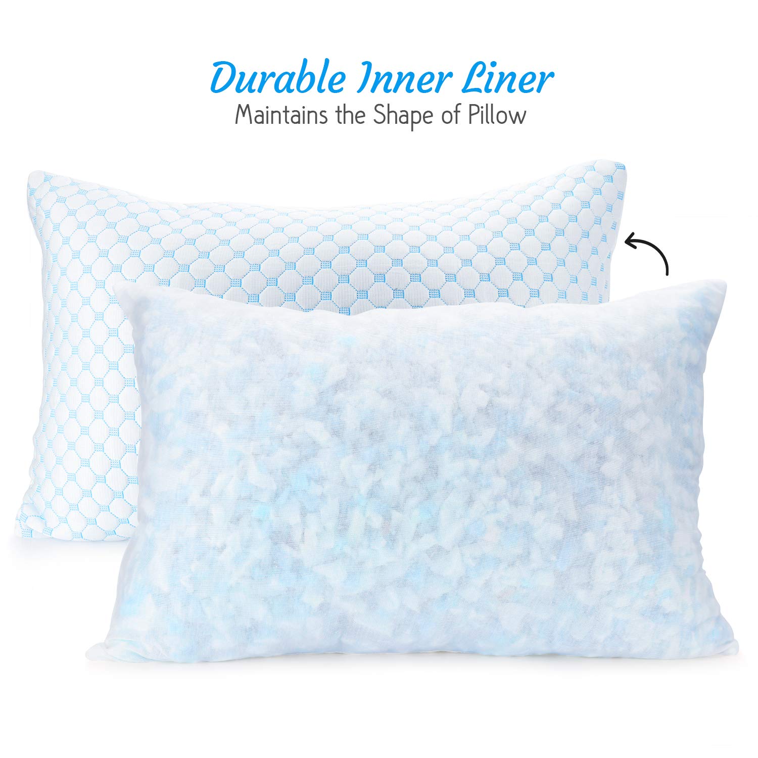 Clara Clark Cooling Memory Foam Pillow for Side Sleepers - Queen Size 18x26 - Reversible Gel Pillow with Breathable Cover for Hot Sleepers - Luxury Bed Pillow for Back & Stomach Sleepers - Perfect for Night Sweat Relief & Better Sleep