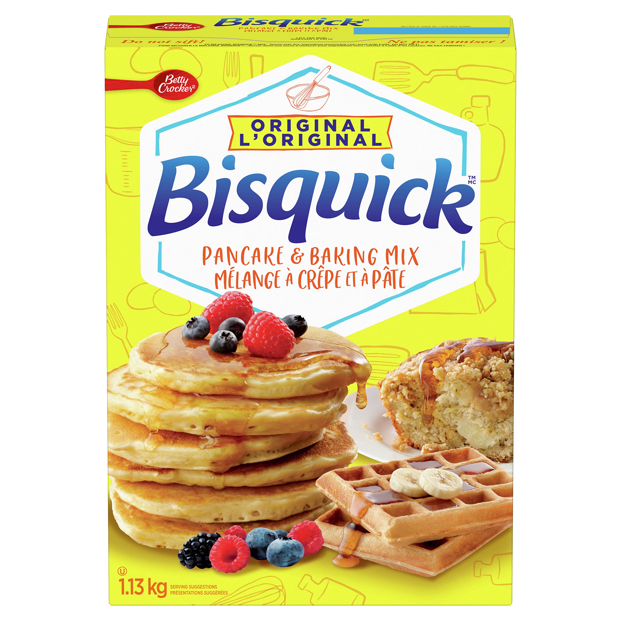 Betty Crocker Bisquick Original Pancake & Waffle Mix - 40oz (1.13kg) Baking Mix for Pancakes, Waffles, Biscuits & Pies | Quick & Easy Breakfast, Brunch & Dessert Recipes