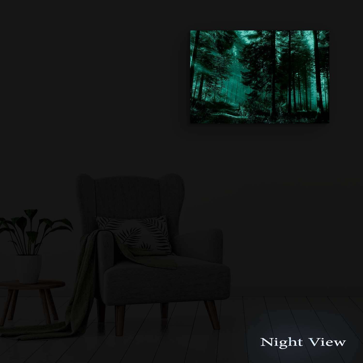 Startonight Forest Road Canvas Wall Art - 24x36 Inch Nature Landscape Painting, Stretched Ready to Hang Modern Home Decor for Bedroom & Living Room - Luminous Artwork Perfect for Cozy Spaces & Meditation Rooms