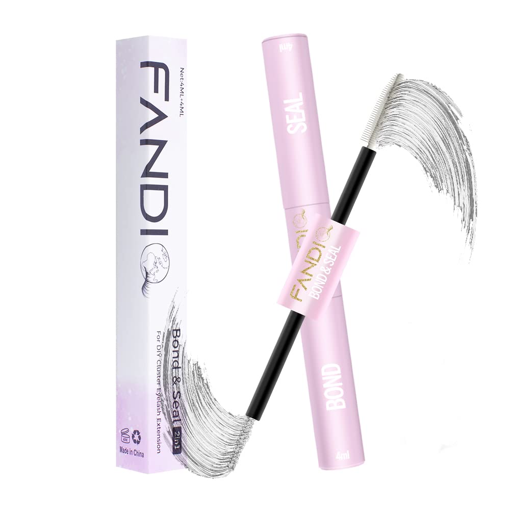 Cluster Eyelash Glue for Individual DIY Extensions - Latex-Free, Waterproof & Long Lasting Lash Bond (4ML+4ML) - Sensitive Eyes Safe, Strong Hold White Adhesive - Perfect for Daily Wear & Special Occasions
