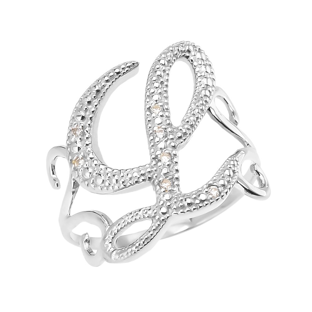 14K White Gold Modern Cursive 