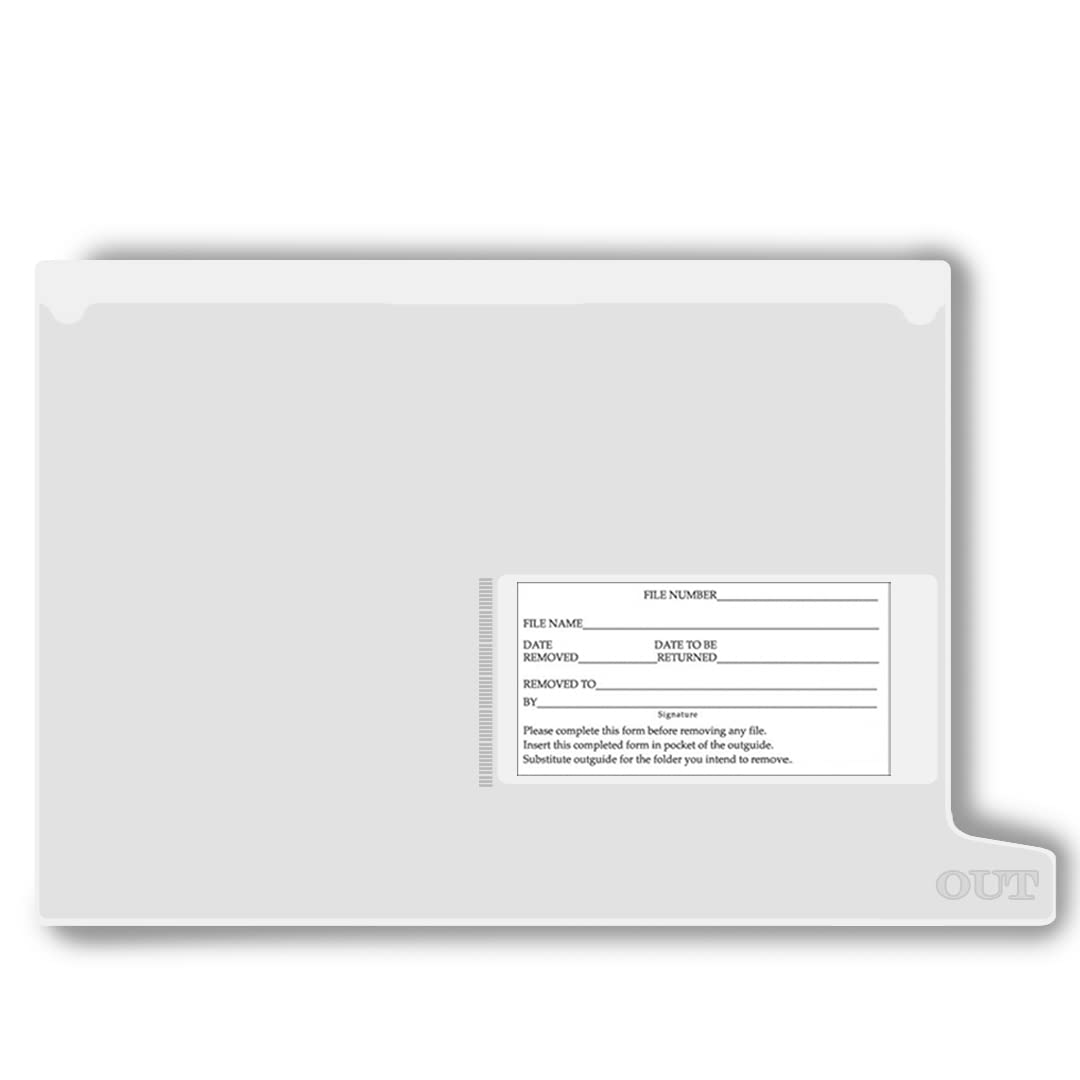 Doctor Stuff - Small Bottom Tab Vinyl Outguides with Full Front Pocket & Middle Charge Out Slip Pocket | Letter Size 9