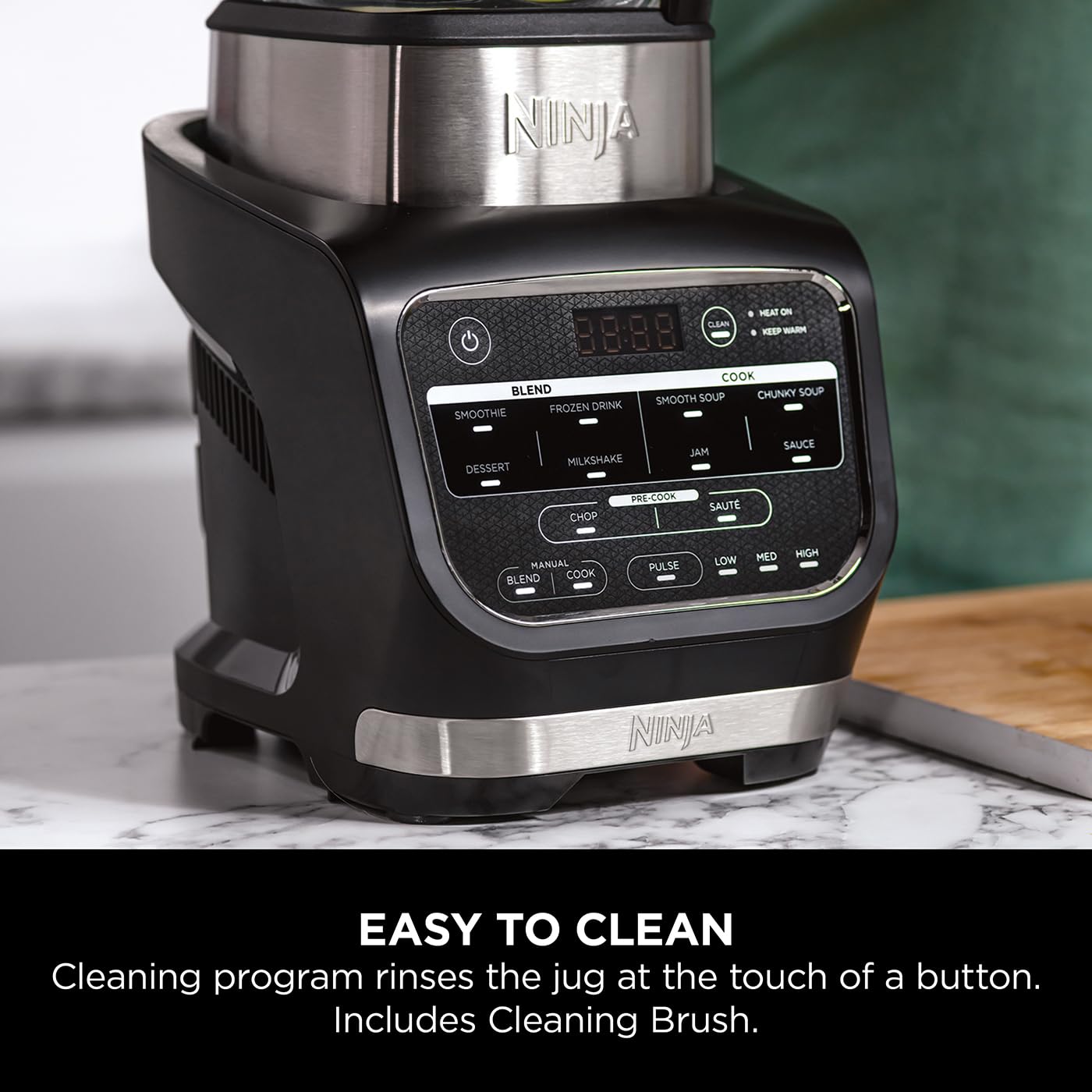 Ninja Foodi Blender & Soup Maker with 10 Auto-iQ Programs, 1.7L Glass Jug, 1000W Power - Hot & Cold Blender for Smoothies, Soups, Nut Milks - Built-In Heating Element, Tamper & Cleaning Brush - Perfect for Kitchens, Smoothie Bars & Healthy Meal Prep (Black HB150UK)