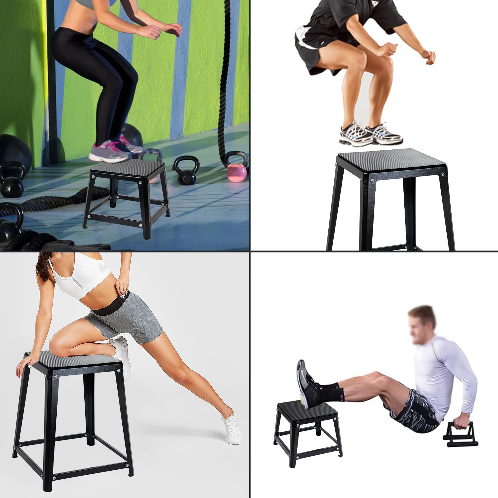 Plyometric Box 12/18/20/24 Inch - Adjustable Jump Box for CrossFit, HIIT & Plyometric Training - Sturdy Fitness Step Platform for Home & Gym Workouts - Perfect for Box Jumps, Step-Ups & Leg Exercises