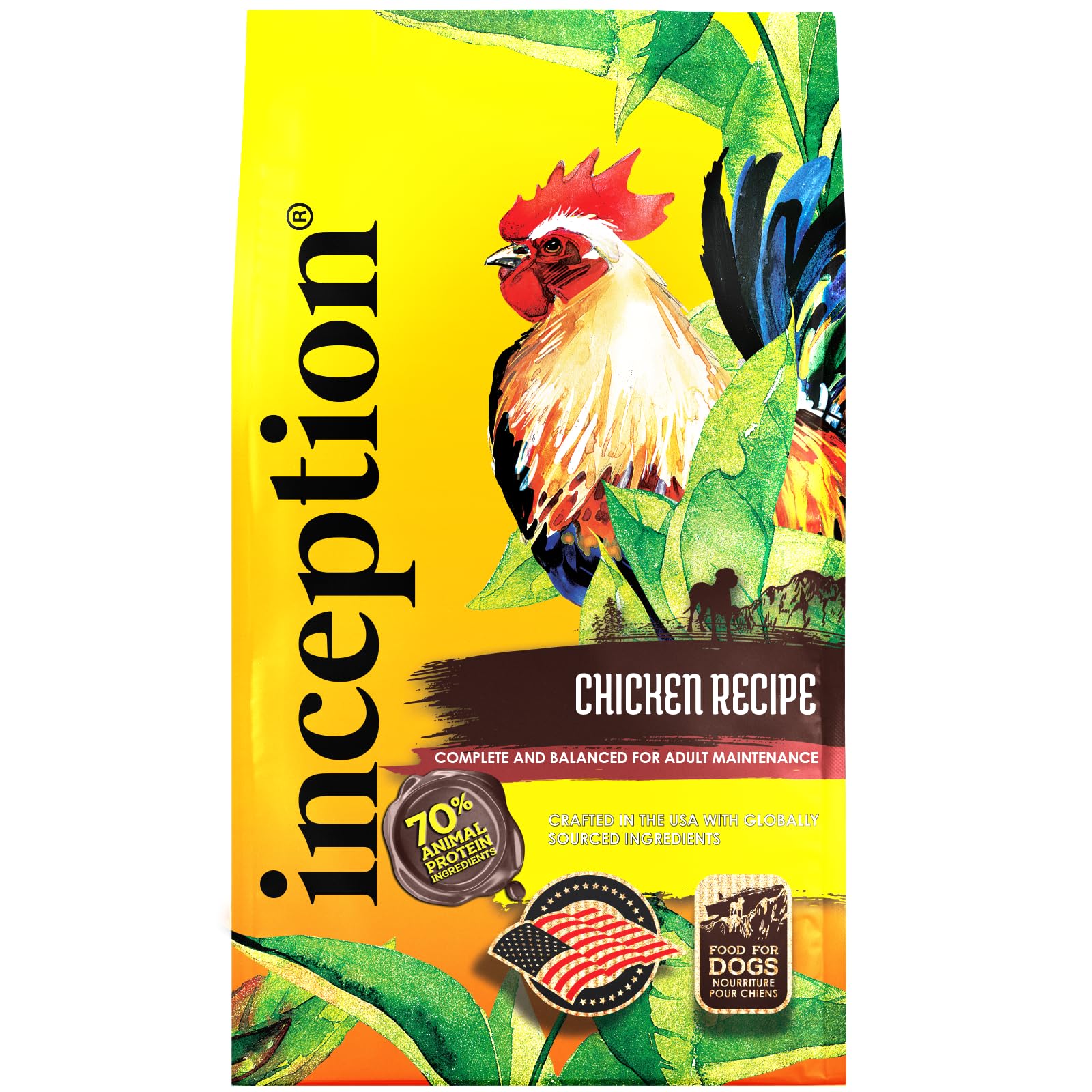Inception® Dry Dog Food Chicken Recipe - Grain Free, High Protein, Legume Free Complete & Balanced Dog Food for All Life Stages - 4 lb Bag - Perfect for Adult Dogs & Puppies with Sensitive Stomachs