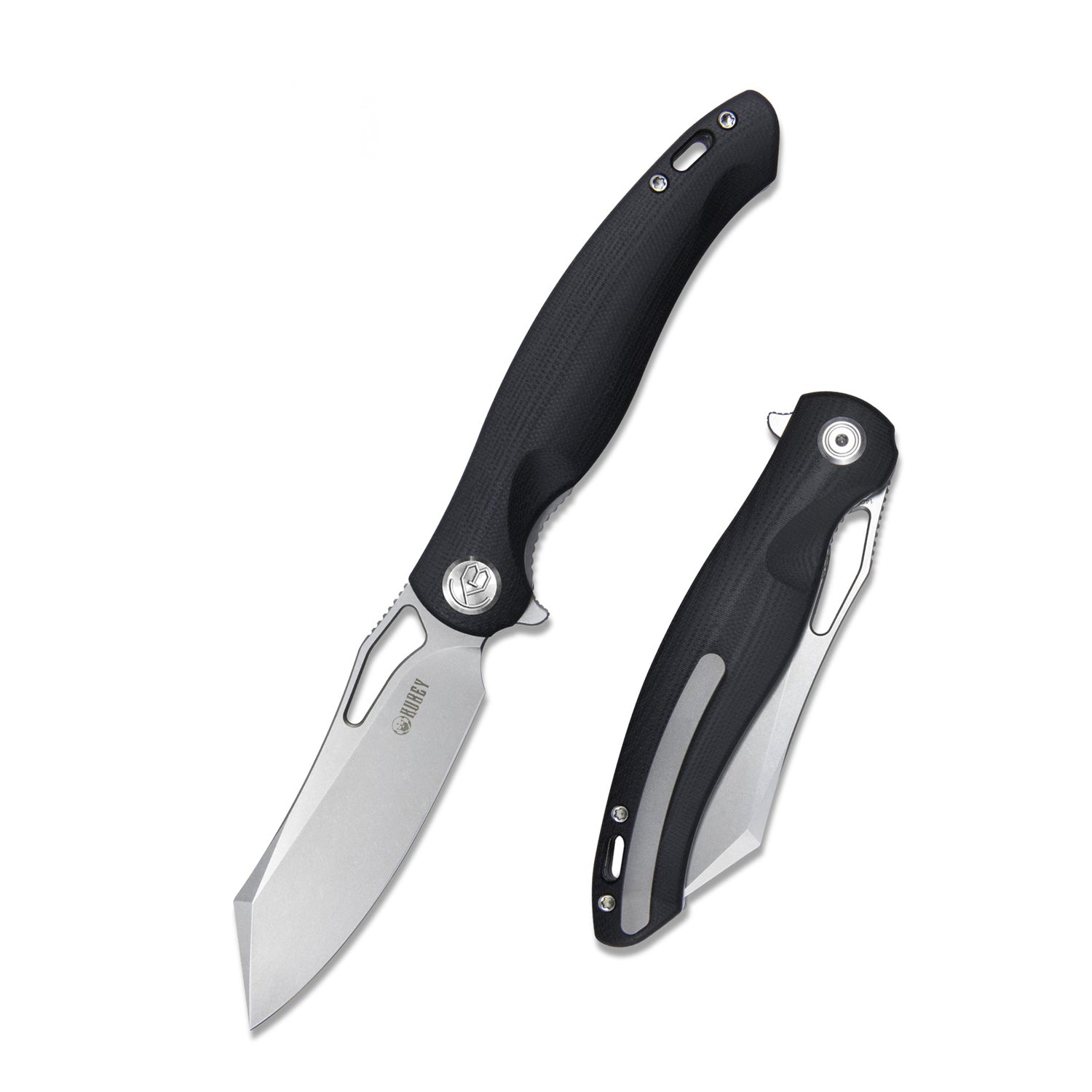Kubey Drake Liner Lock Folding Knife - Black G10 Handle, 3.74