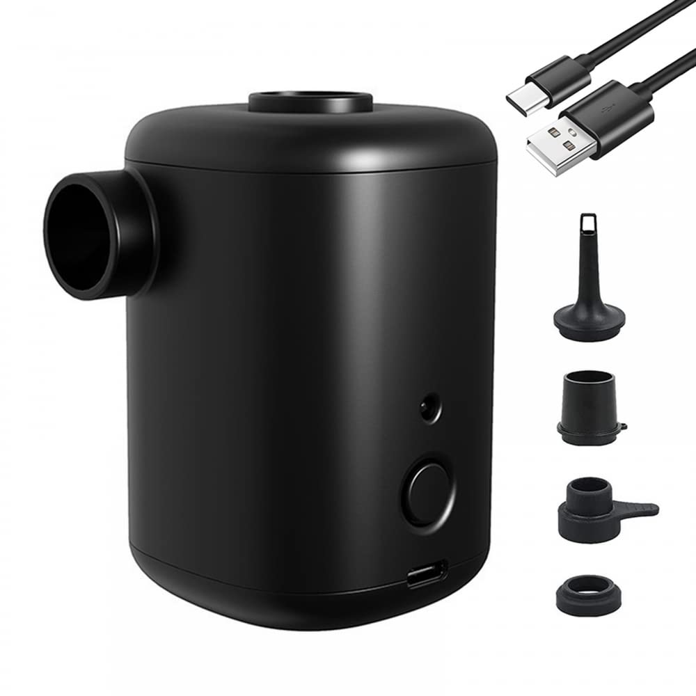 Portable Electric Air Pump 2200PA - Rechargeable 3000mAh Battery with 4 Nozzles for Air Mattress, Inflatable Bed, Boat, Swimming Ring - Perfect for Camping, Travel, Home & Outdoor Use