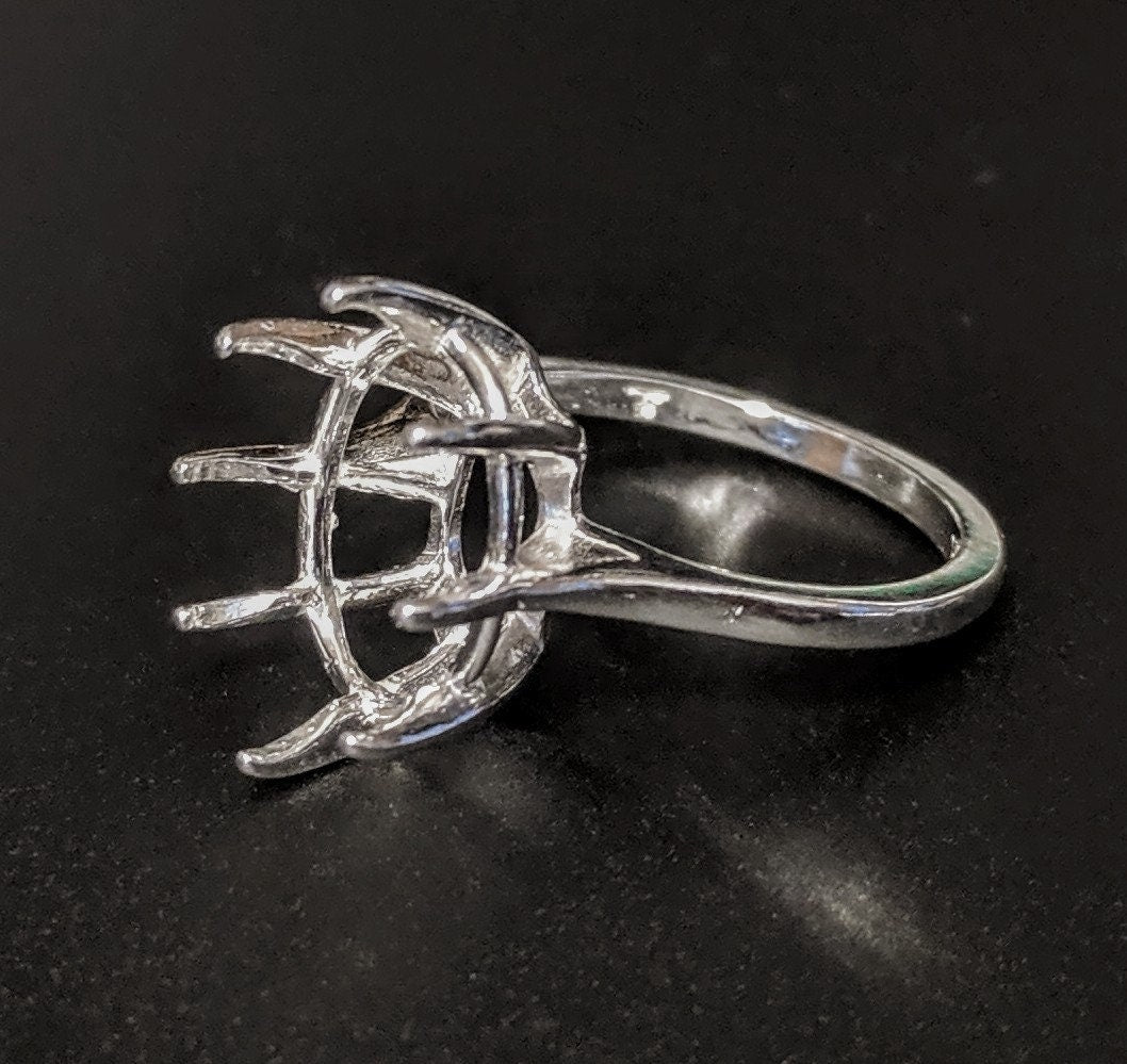 10x8mm & 20x15mm Oval Deep Cut Ring Shank Setting - Solid Sterling Silver or 14K White/Yellow Gold - Size 7 (163601/143601) - Perfect for Engagement Rings, Wedding Bands & Jewelry Making