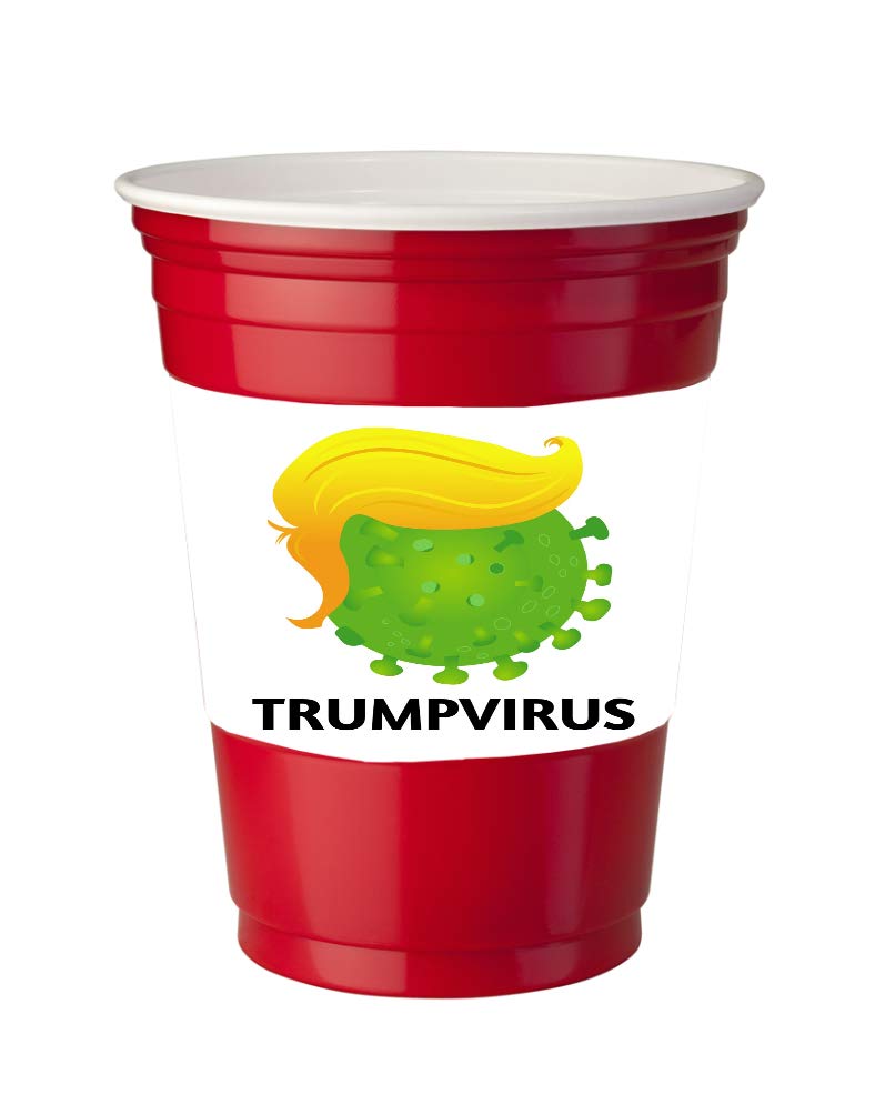 4 Pack Funny Trump Virus Vinyl Decal Stickers for Disposable Cups - Waterproof & Removable - Perfect for Parties, Events & Political Humor (2020 Edition)