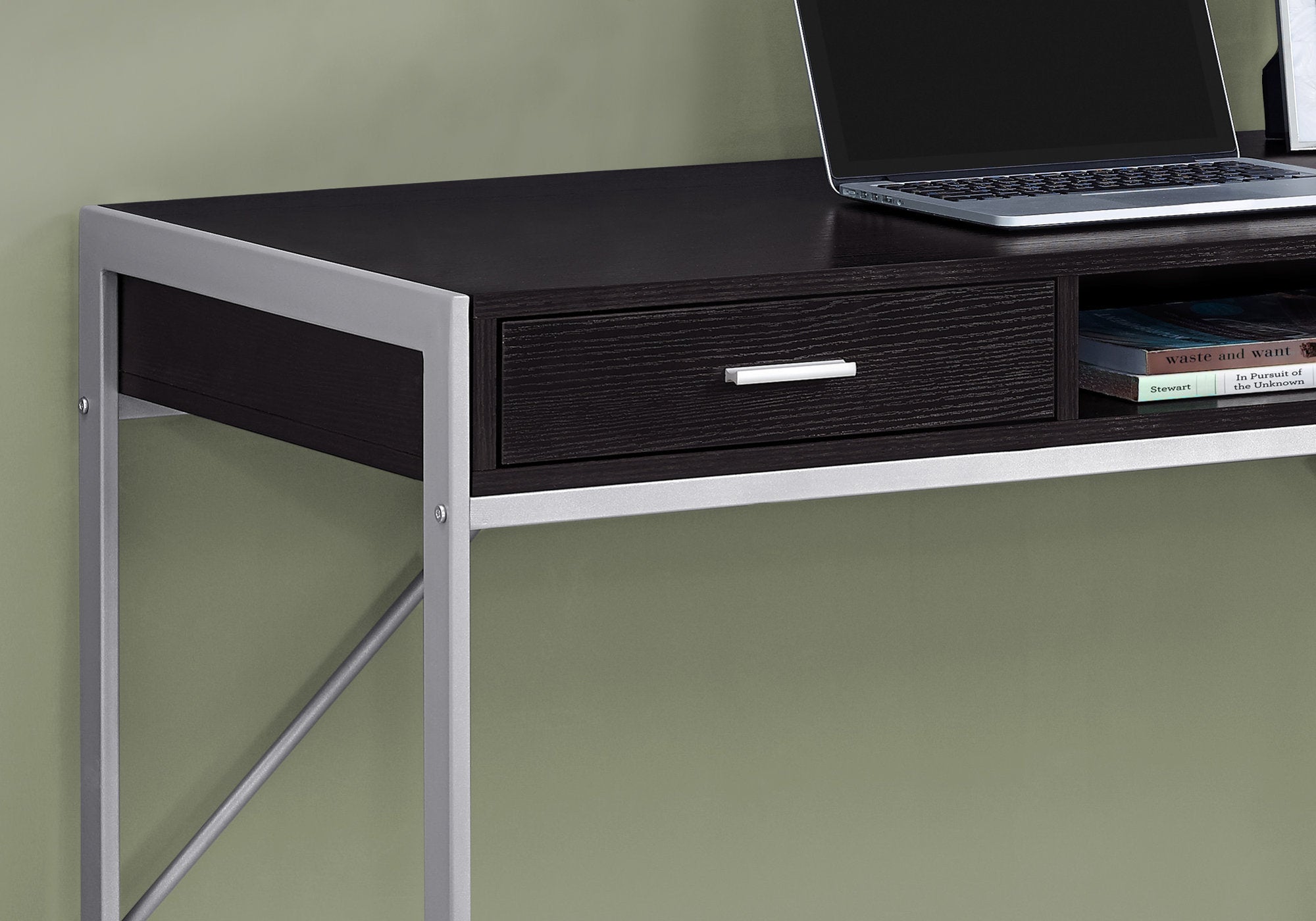Office Series 48L Espresso Silver Metal Storage Cabinet - Perfect for Home Office, Living Room, or Dorm Organization