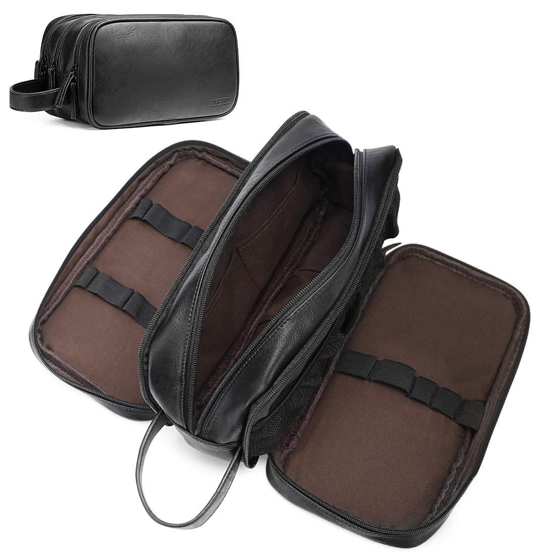 Premium Large Capacity PU Leather Toiletry Bag for Men - Water-Resistant Travel Makeup Organizer | Ideal for Travel, Gym, Camping & Business Trips