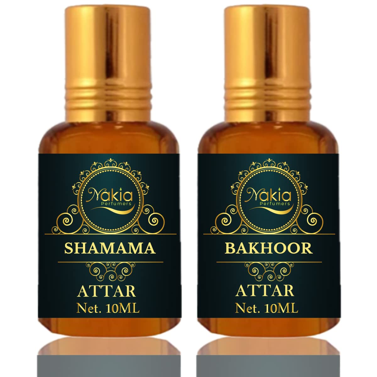 Nakia Shamama & Bakhoor Attar Roll-On Perfume Oil Set (2 x 10ml) - Alcohol-Free Fragrance for Men & Women - Perfect for Daily Wear, Special Occasions & Aromatherapy