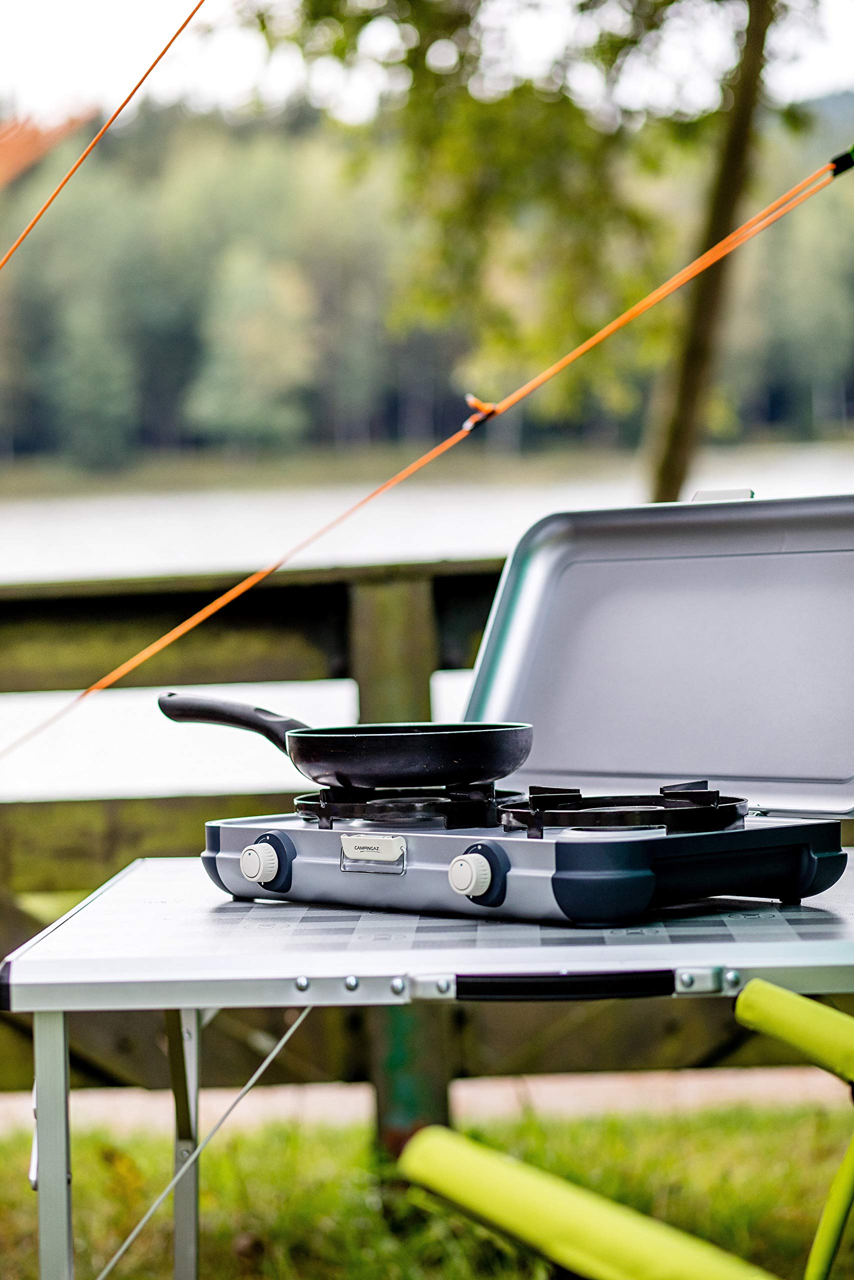 Portable Two Burner Gas Stove for Camping - Outdoor Grill & Cooking Stove for Backpacking, Picnics, and RV Trips