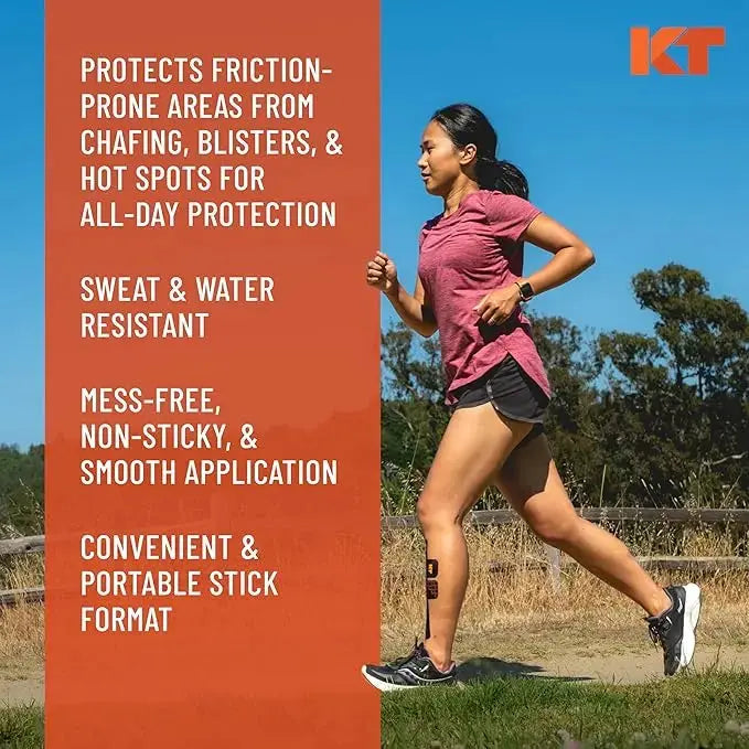 KT Health Chafe Safe™ Anti Friction Balm - Prevent Chafing & Irritation for Runners, Cyclists & Athletes - Long-Lasting Skin Protection for Sports & Outdoor Activities