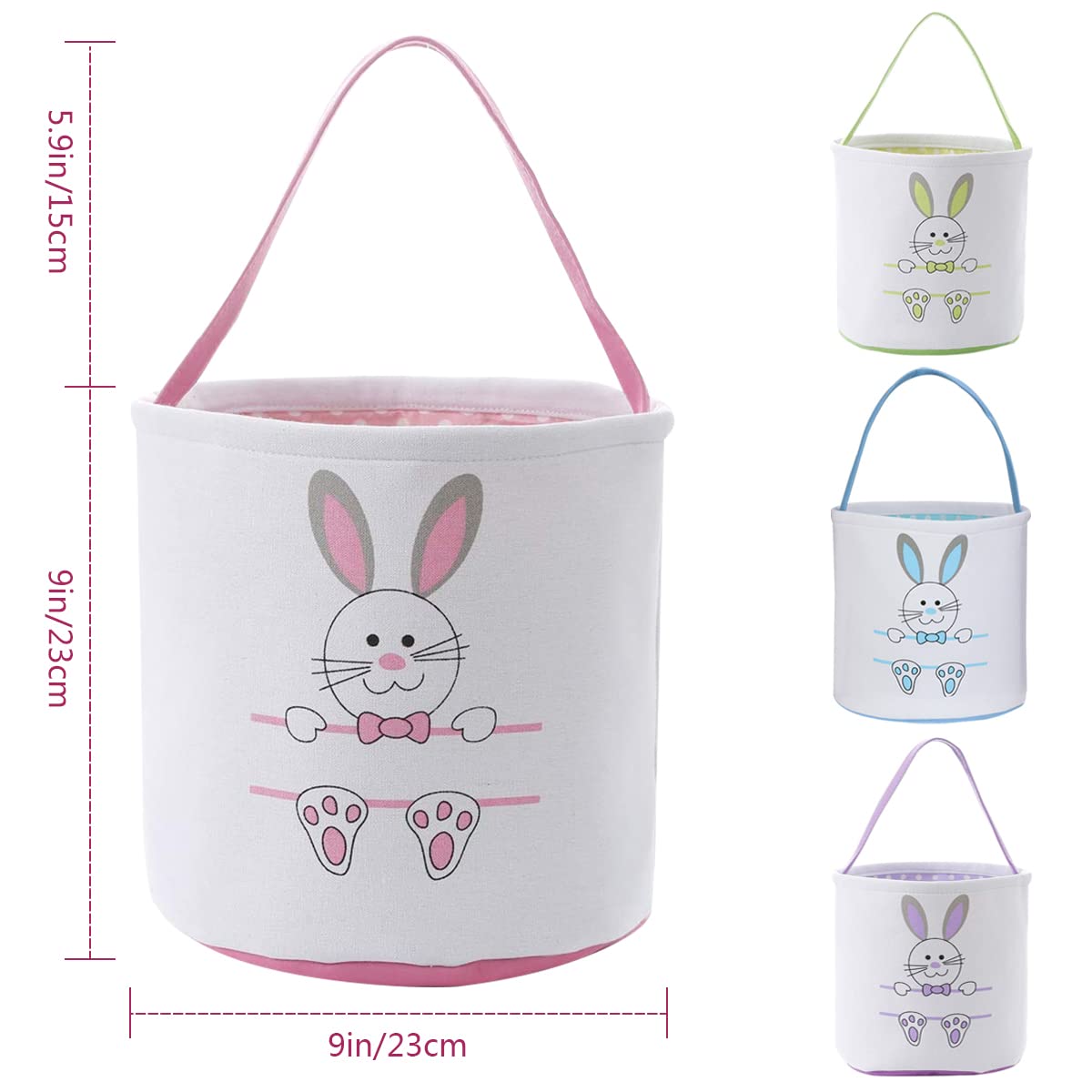 4 Pack Easter Bunny Basket Bags - Cute Rabbit Ear Tote Bags for Easter Egg Hunts, Candy Storage & Gift Giving (Set of 4) - Perfect for Easter Parties, Kids' Egg Hunt Games & Holiday Decorations