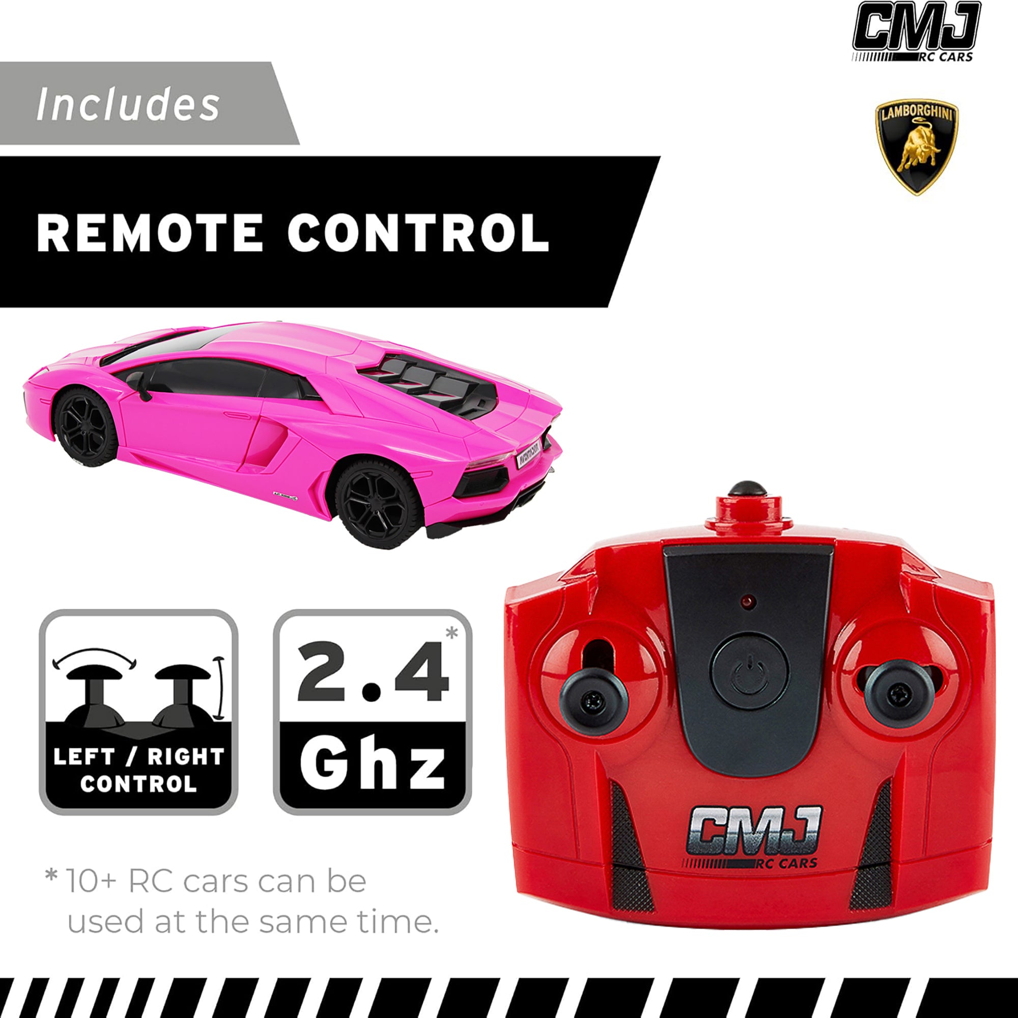 CMJ 1:24 Scale RC Lamborghini LP700-4 Pink Remote Control Car with 2.4GHz & LED Headlights - Perfect for Kids' Birthday Gifts & Indoor Racing Fun