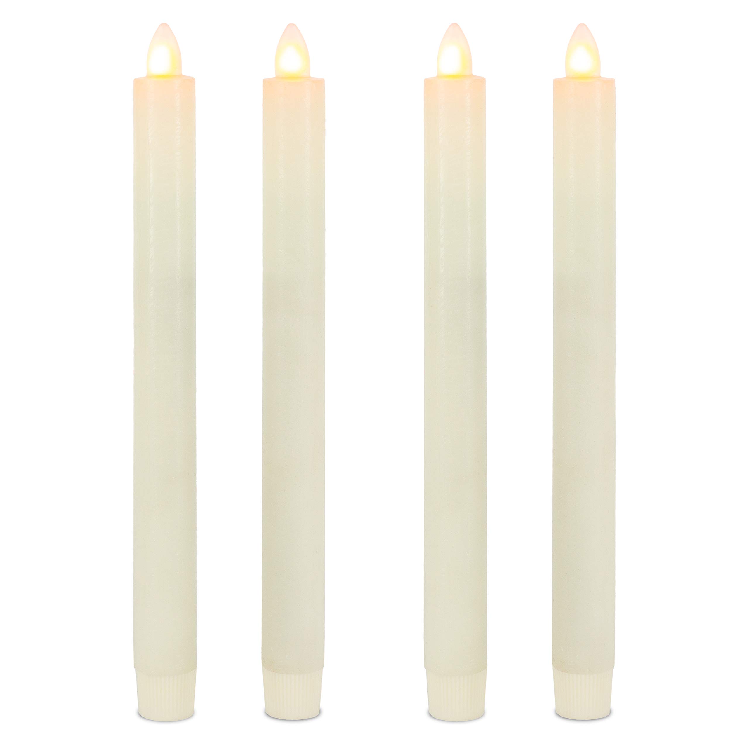 Aurora® Flame Wax Taper Candles - 2 Pairs (4pc Set) for Romantic Dinners, Wedding Decor & Home Ambiance