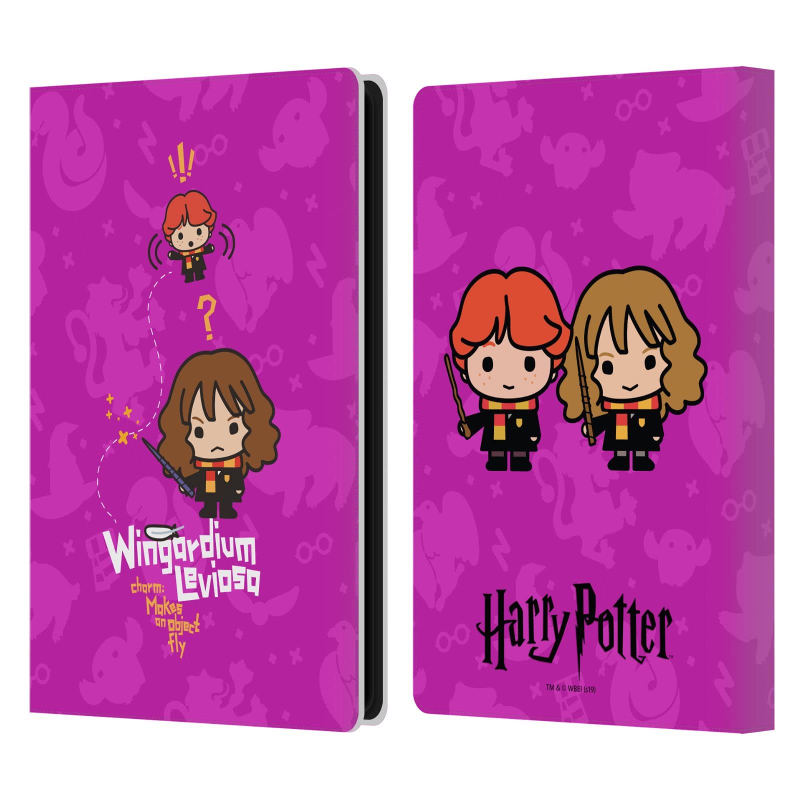 Harry Potter Hermione Ron Spell Deathly Hallows Leather Book Wallet Case Cover for Kindle Paperwhite 4 (2019) - Officially Licensed by Head Case Designs | Perfect for Reading, Travel & Magic-Themed Gifts