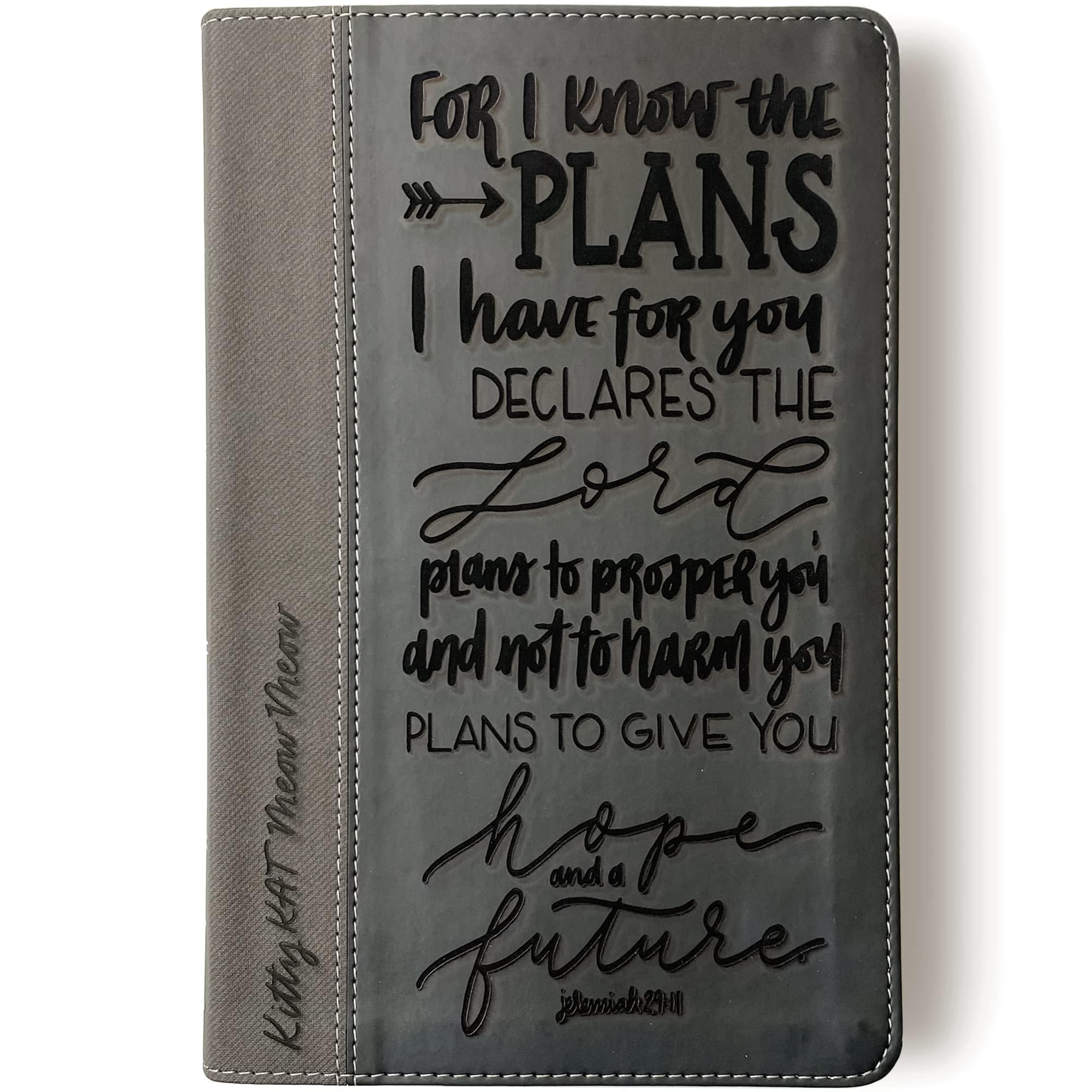 Hand Lettered & Laser Engraved NIV Black/Gray Leathersoft Bible - Custom Name Personalization - Perfect Wedding, Baptism, Graduation & Birthday Gift - Ideal for Church, Bible Study & Daily Devotion